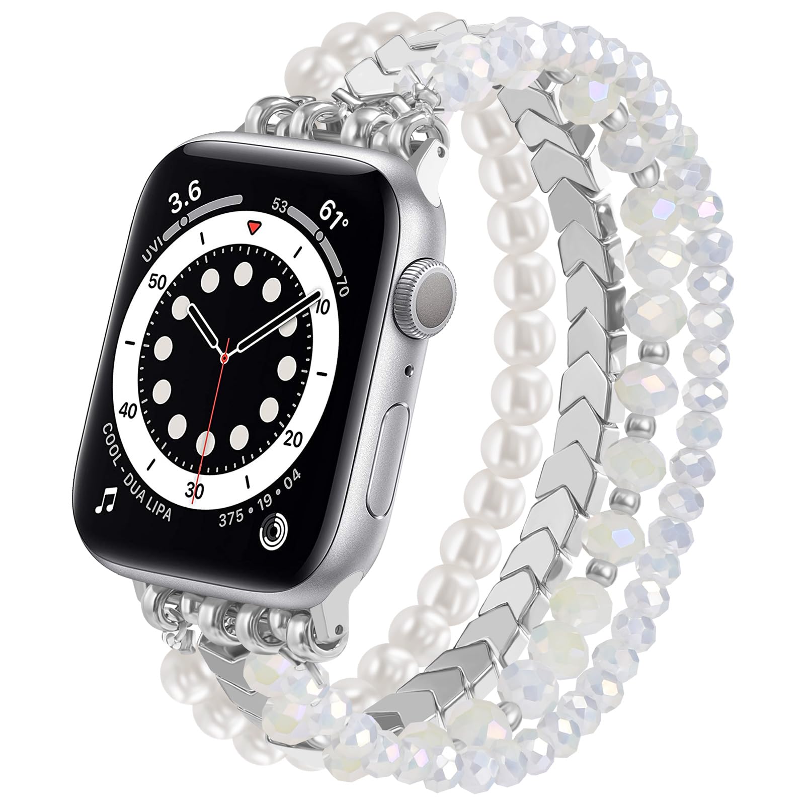 MOFREE Beaded Bracelet Apple Watch Band for Women 38mm 40mm 41mm 42mm, Elastic Stretch Women Strap Bands Compatible with iWatch Series 11/10/9/8/7/SE/6/5/4/3/2/1, Rose Gold for 5.3''-6.2'' Wrists — view 23