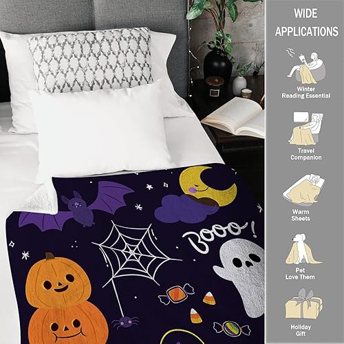 Miniatura 7 de Manta de Halloween personalizada con calabaza, manta de franela suave, decoración de Halloween para sofá, sala de estar, dormitorio, regalos