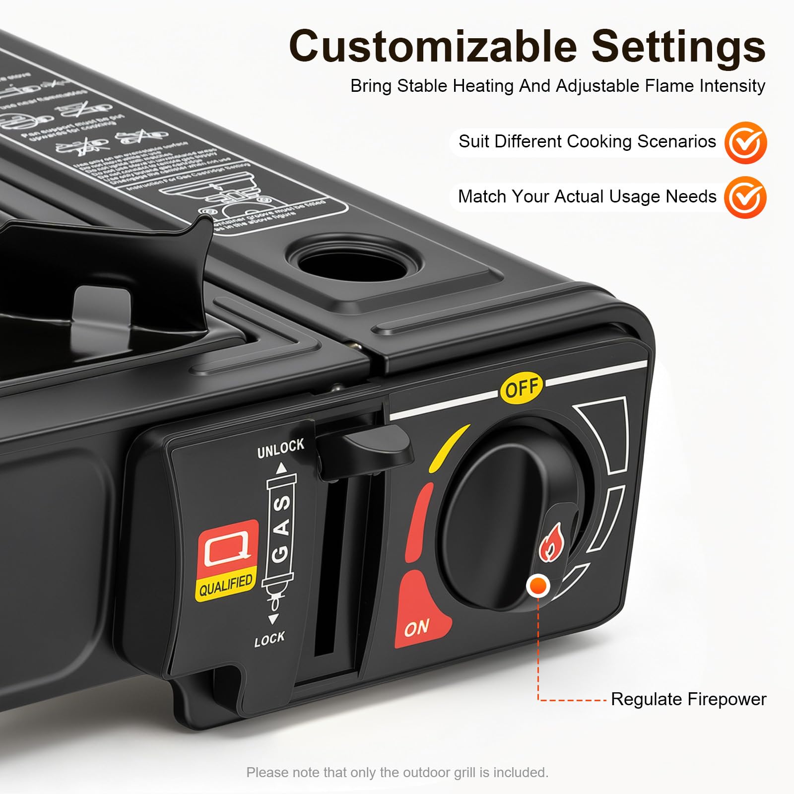 Hornillo portátil de gas para camping, 2500 W, encendido electrónico