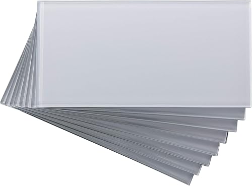 Azulejo Aspect autoadhesivo de vidrio, protector contra salpicaduras, para cocina y baño, Blanco, A50-63