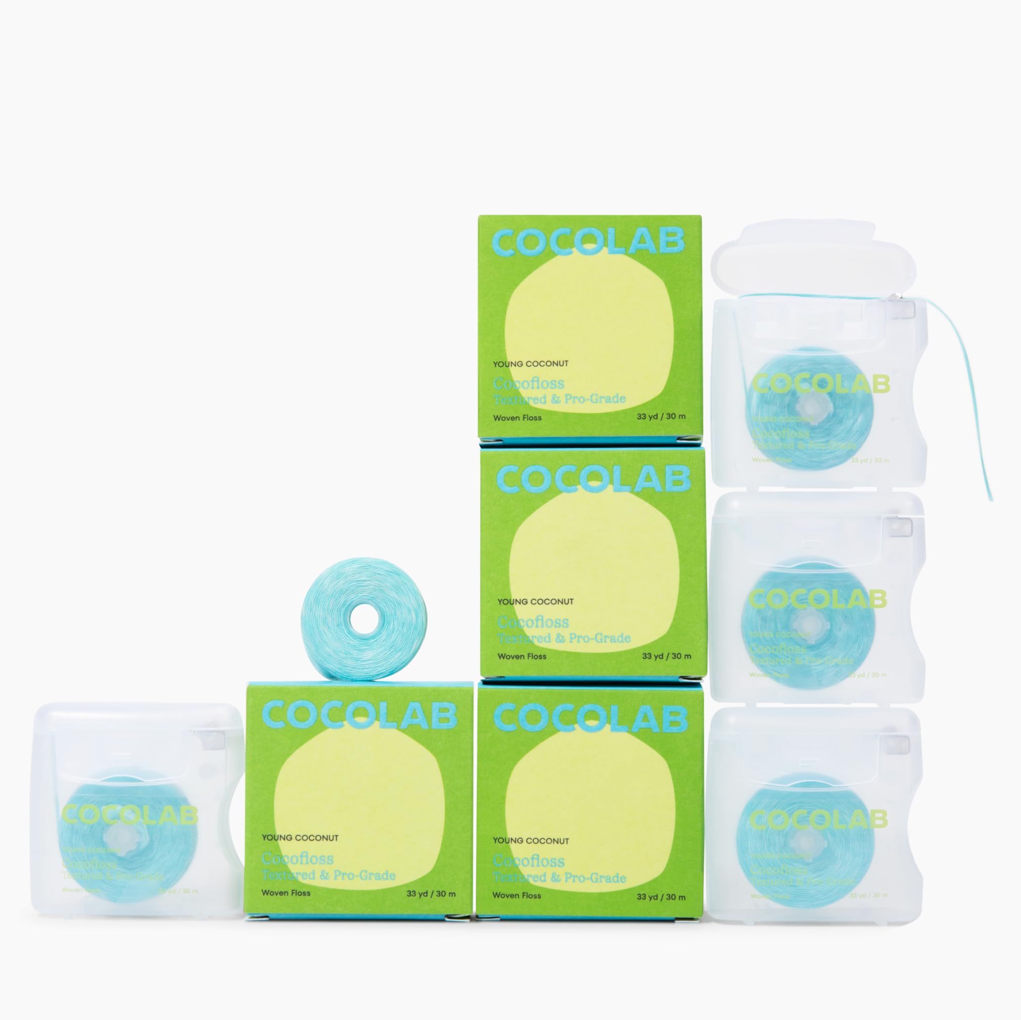 Cocofloss Expanding Woven Dental Floss by COCOLAB, Coconut Scent, 4-Pack