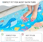 Mats de bain pour Tub Kids, Baby Toddler - Grand tapis de douche antidérapant pour salle de bain cartoon non-dérapante 40x16 Lavable en machine de pouce XL Tapis de salle de bain de grande taille (Whale)