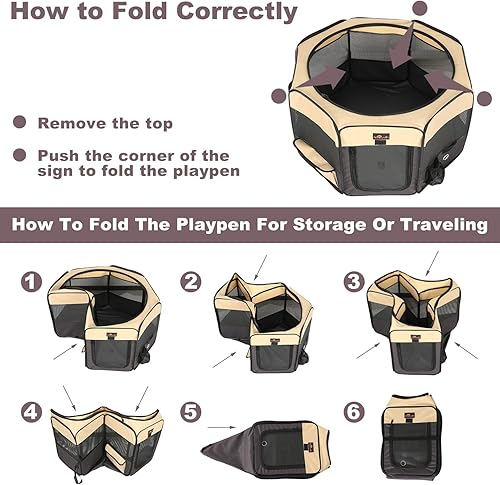 Miniatura 5 de Aivituvin Corralito para Perros, Parques de Juego Plegables para Mascotas con Bolsa de Transporte para Gatos, Cachorros, Conejos, Jaulas Portátiles