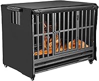 M JJYPET 48 Inch Heavy Duty Dog Crate Cover 600D Oxford Waterproof Blackout Breathable Privacy Kennel Cover for Wire Cages