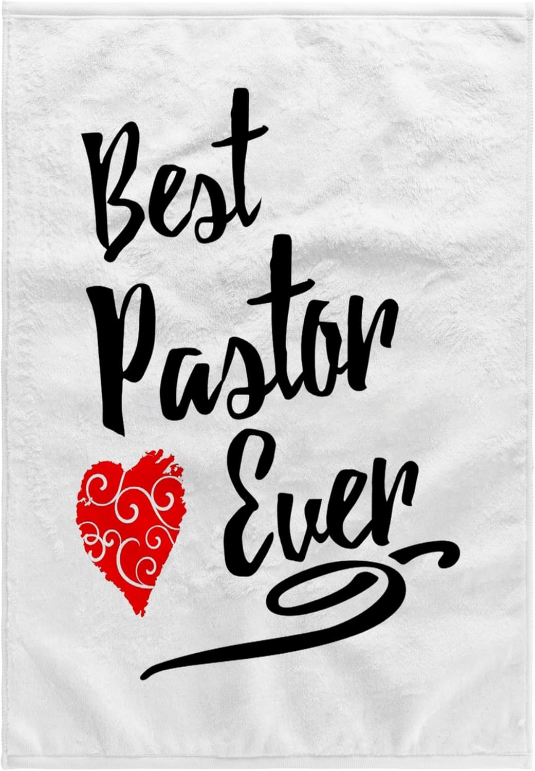 3dRose - Best Pastor Ever Design in Black Script with Red Heart Motif - Towel - (twl-241103-2)