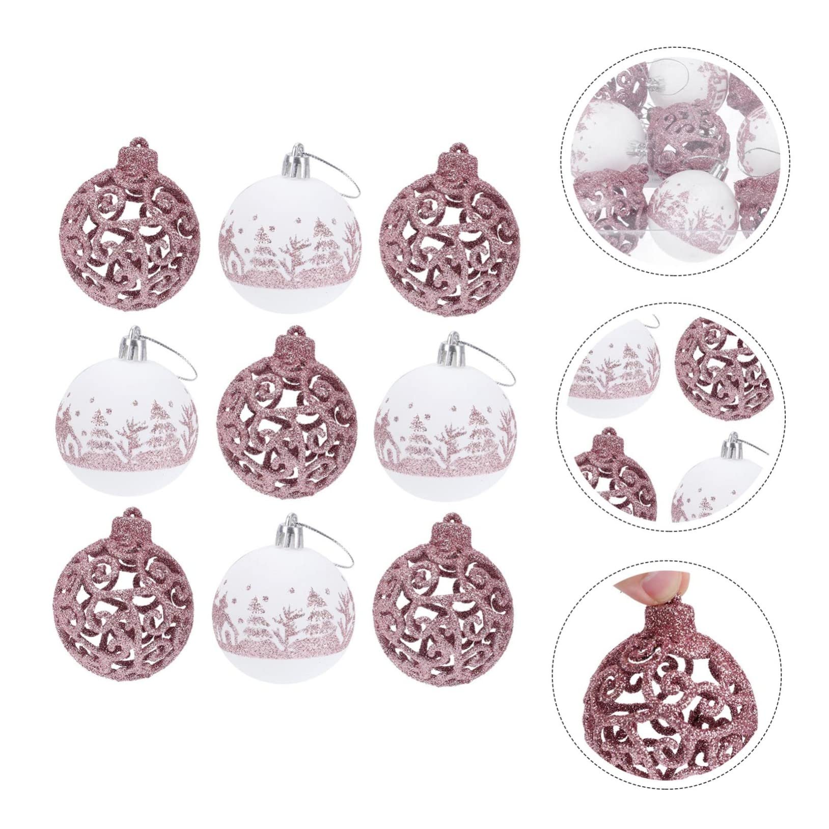 ABOOFAN Lot De 3 Magnifiques Boules De Noël en Forme De Roses Décoratives Et Festives À Suspendre sur Le Thème De Noël 9 Pièces X 3