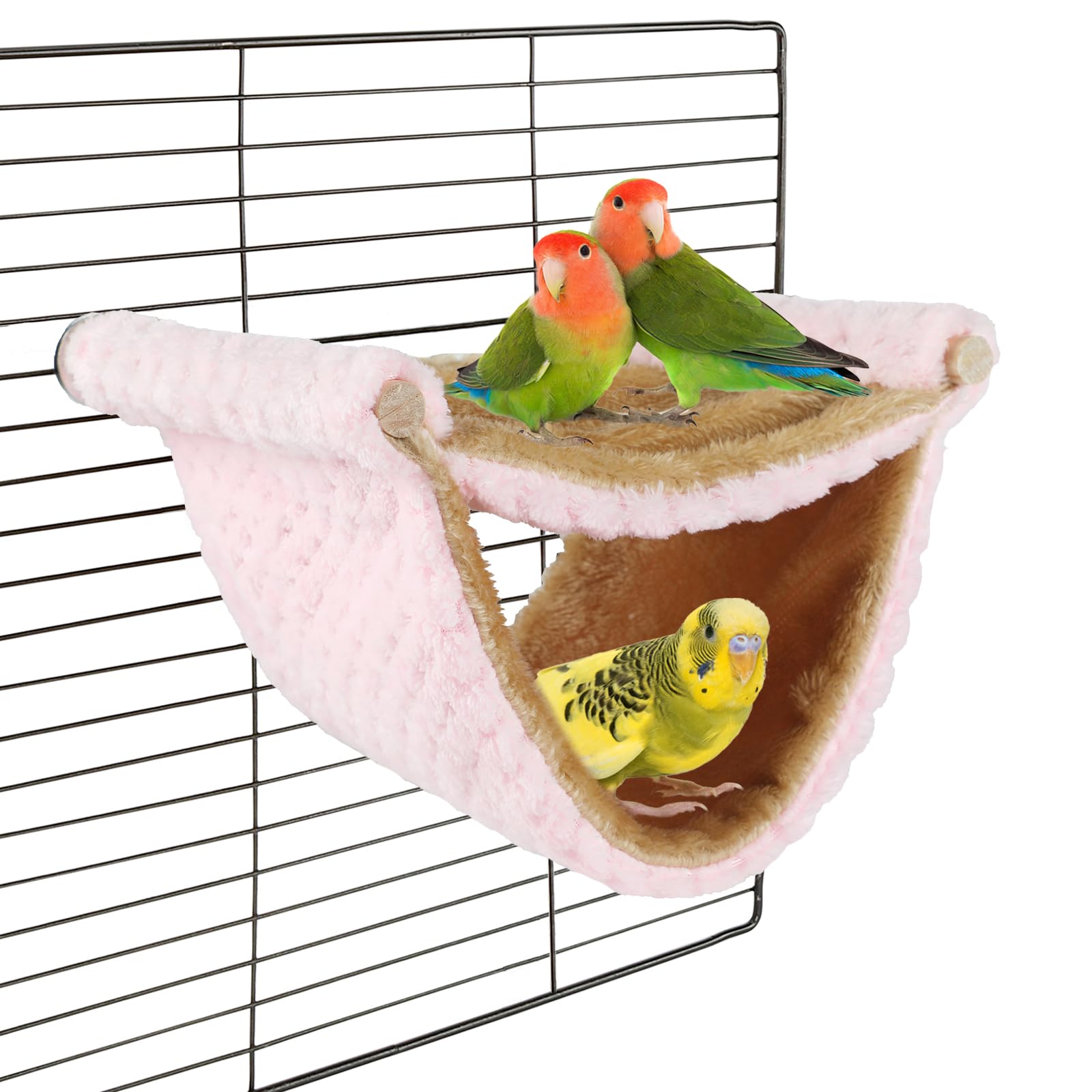 BWOGUE Winter Warm Bird Nest Bed Hanging Hammock Snuggle Hut Parrot House Tent Toy Bird Cage Perch for Parakeet Budgies Cockatiels Lovebird Cockatoo Finch Hamster Chinchilla Guinea Pig(Medium, Pink) — image 1