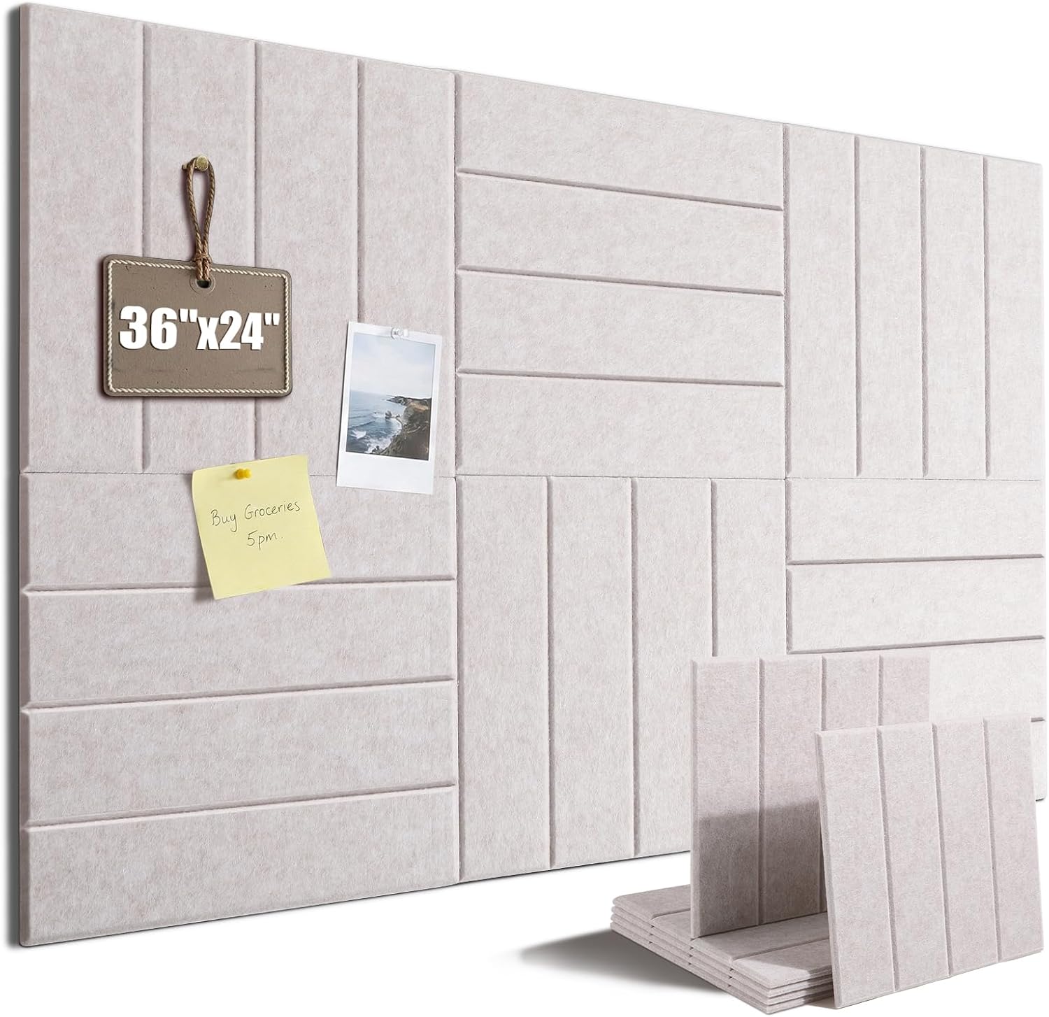 Felt Bulletin Board 48"x36" - 12-Pack, Oatmeal Fine Stripe, Large Cork Alternative Wall Board for Office, School, Family Command Center