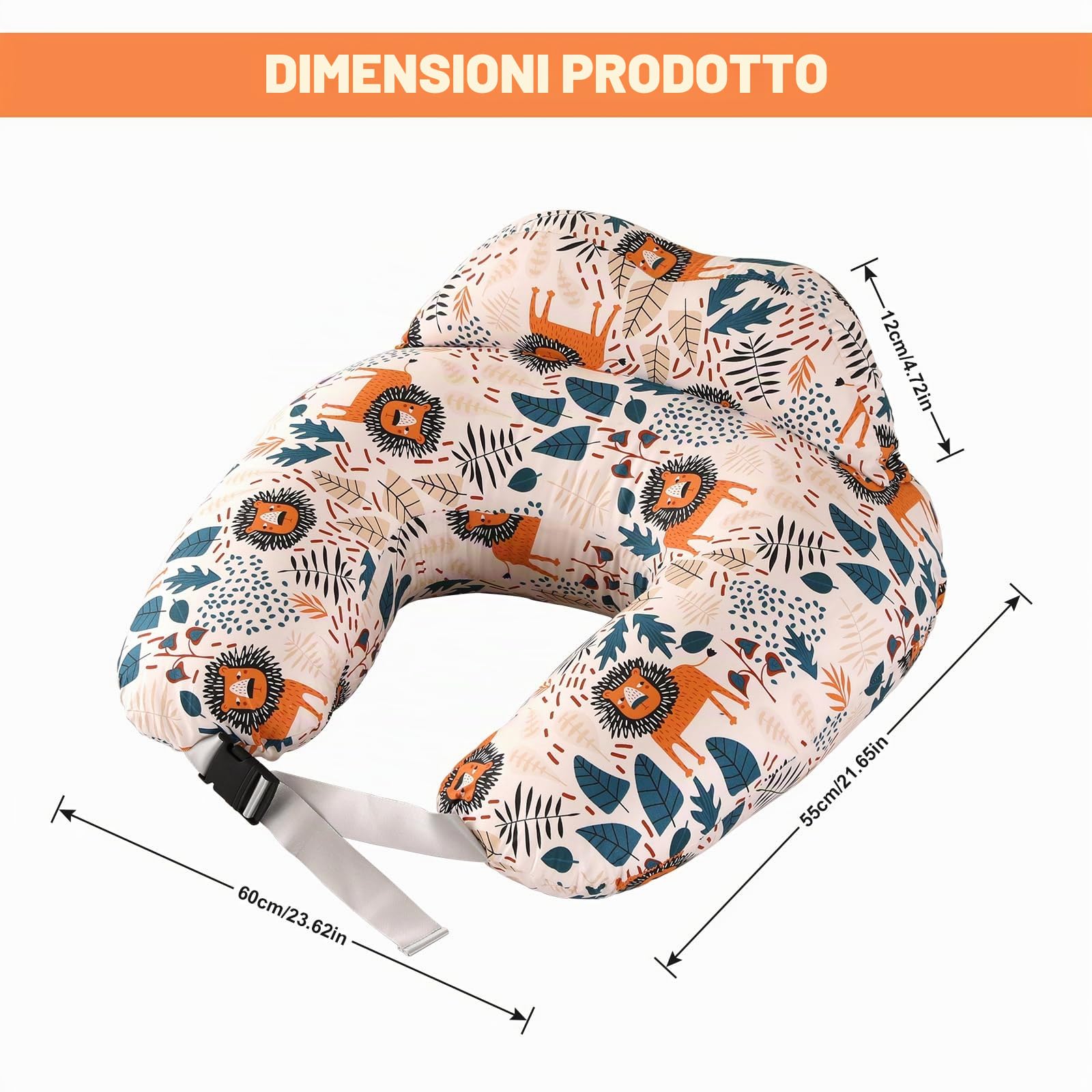 Cuscino Per Allattamento: Cuscino Per L'Alimentazione Del Neonato In Cotone 100% Cuscino Multifunzionale Per La Gravidanza Per La Mamma Cuscino Per Allattamento Per La Maternità (Leone Cartoon)