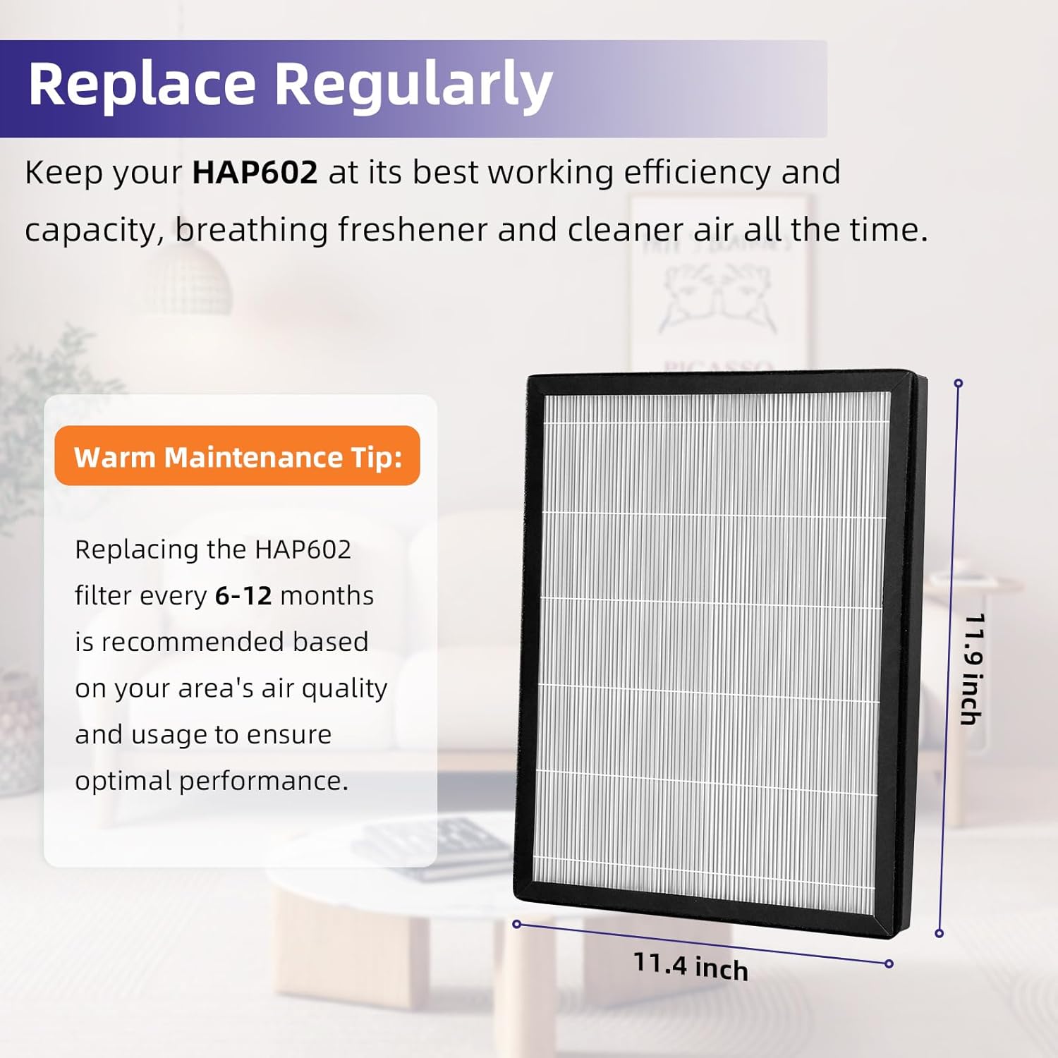 HAP602 Replacement Filters Compatible with ECOSELF HAP602 HAP602WF Air Cleaner Purifiers, 3-in-1 H13 True HEPA, High-Efficiency Activated Carbon Filters RF-HAP602 2 Pack - Image 7