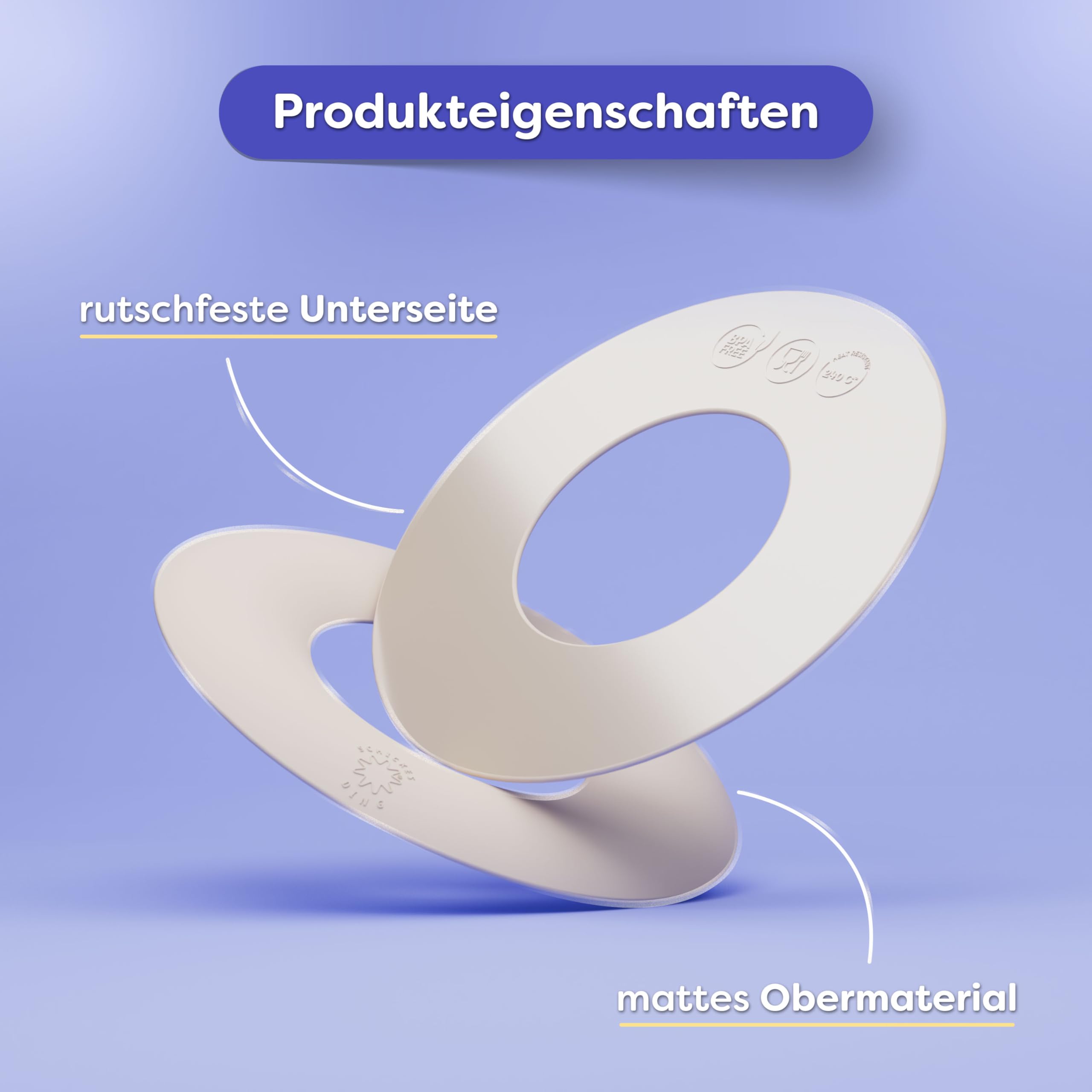 Silikon Untersetzer BPA frei, hitzebeständig bis 240 °C, Topf Untersetzer für Töpfe, Pfannen, Teekannen und Backbleche, rutschfest, spülmaschinenfest, Mova Donut (Graphite Grey, 3er-Set)