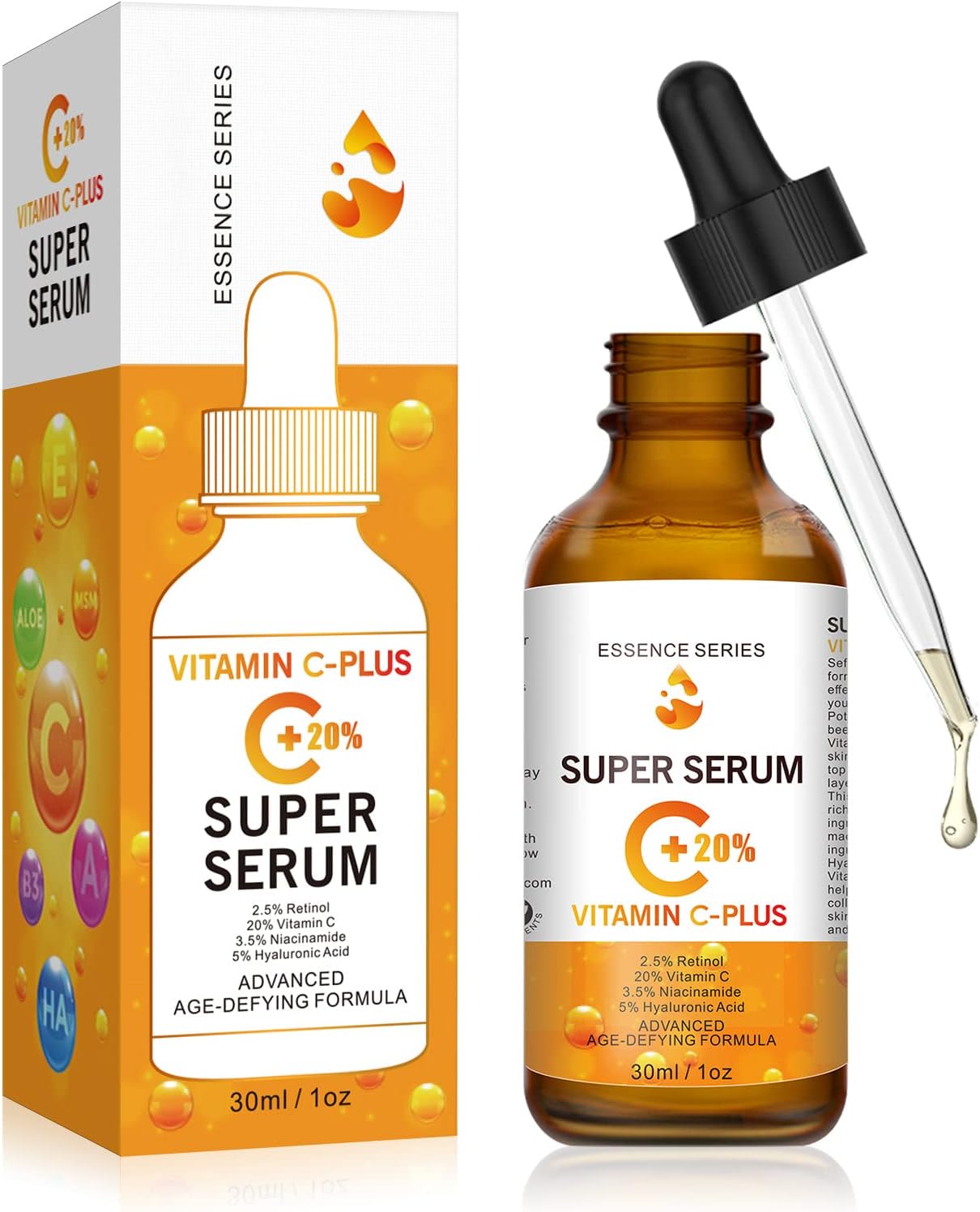 20% Vitamin C Serum for Face with Hyaluronic Acid & Retinol Serum, 30ML Natural Anti Aging & Wrinkle Facial Serum, Boost Skin Collagen, Hydrate Brighten Plump Skin (30ml)