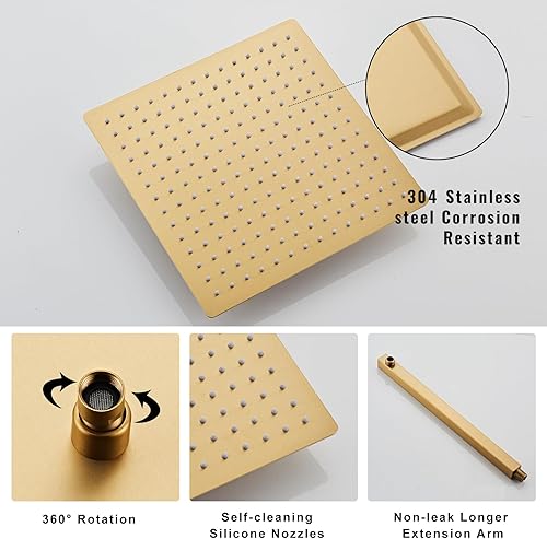 Miniatura 3 de SaniteModar Cabezal de ducha negro de 12 pulgadas, sistema de ducha de baño multifunción con válvula de ducha de mano y kit de molduras, color negro