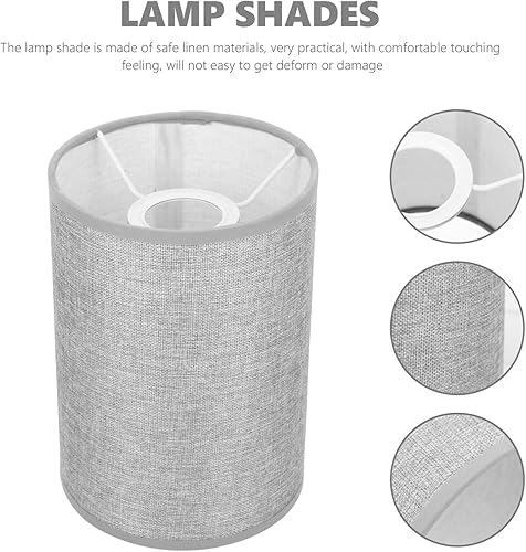 Miniatura 9 de Zerodeko Pantalla de lino para lámpara, pantalla de tambor de tela alta con clip, cubierta de luz, pantalla cilíndrica, protector de lámpara de