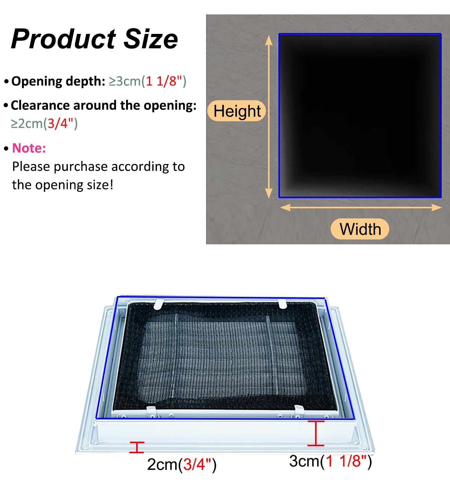 Pannello di accesso con feritoia in lega di alluminio | Pannello di accesso con persiana di diverse dimensioni nero(70x75cm(28x30in))