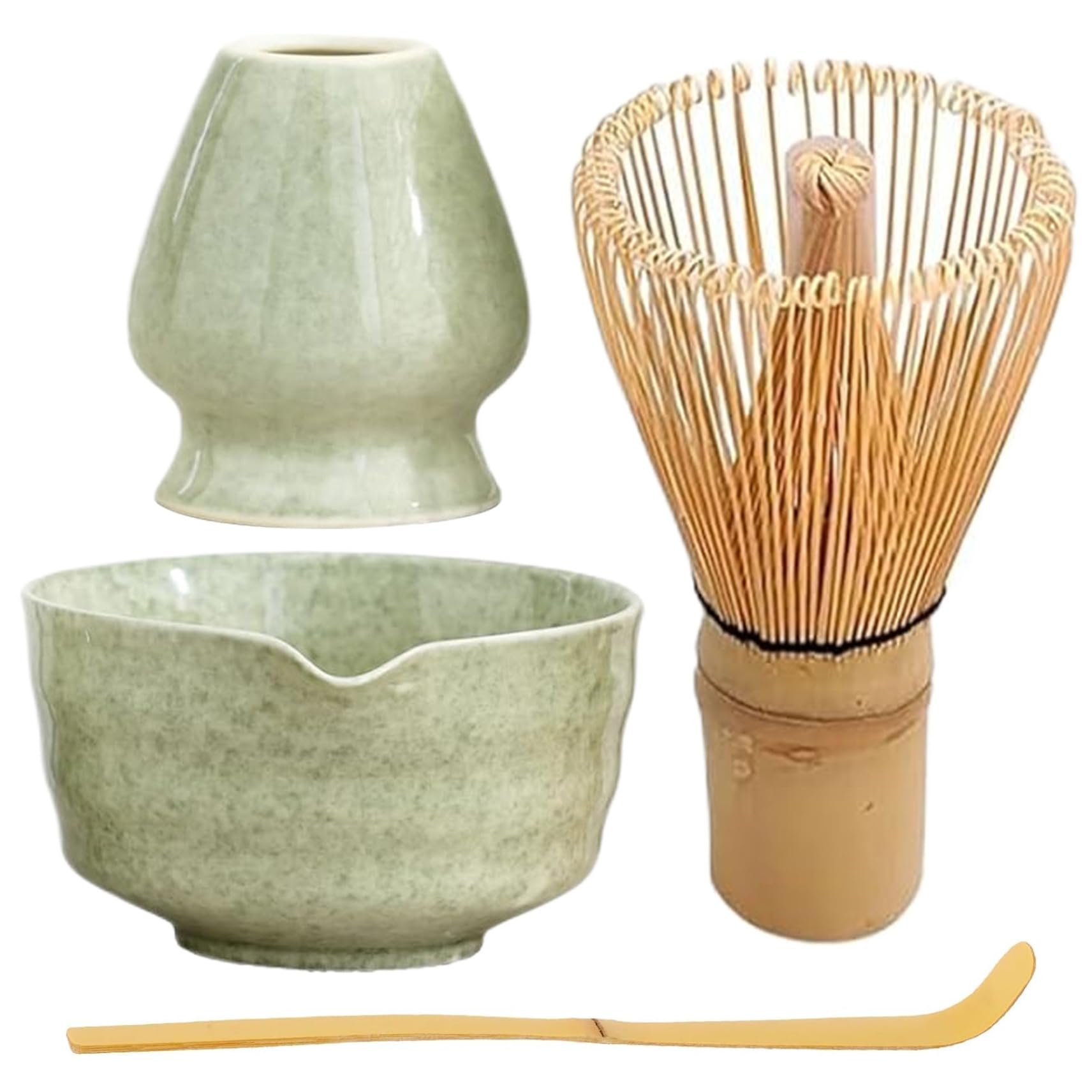 CNAFGBGG Matcha Whisk Set Ceramic Matcha Whisk Reusable Set Elegant Kit Includes Bowl with Spout, Holder, Bamboo and Bamboo Scoop for Tea Lovers..