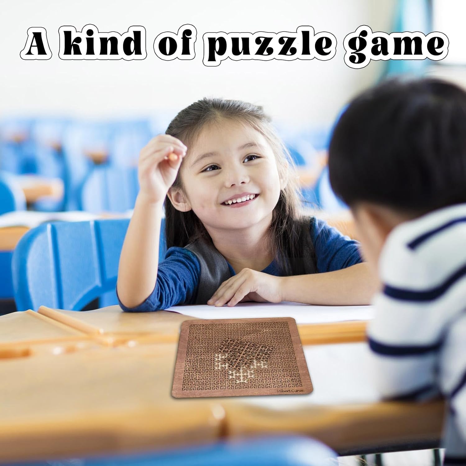 Fractal Tray Puzzle - Challenging Wooden Jigsaw with Irregular Curves, Reverse Thinking Puzzles for Adults, Mind Bending No-Image Design (Wood)