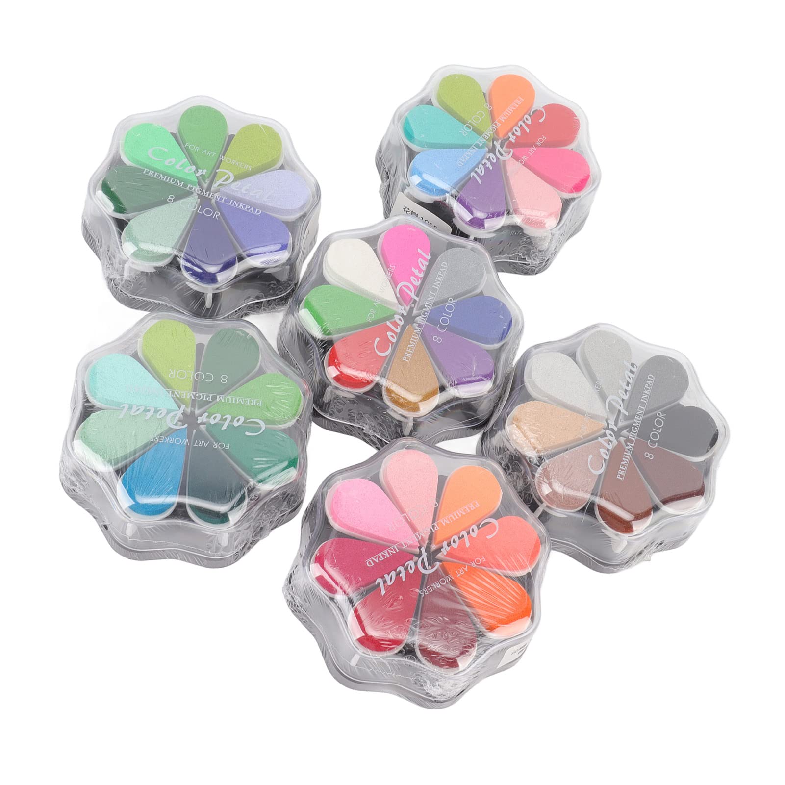 Tampone di Inchiostro Lavabile a 8 Colori, Tampone di Inchiostro per Stampa a Base D'acqua a Forma di Petalo con Forte Copertura per Timbro di Gomma Fai-da-te, Impronta