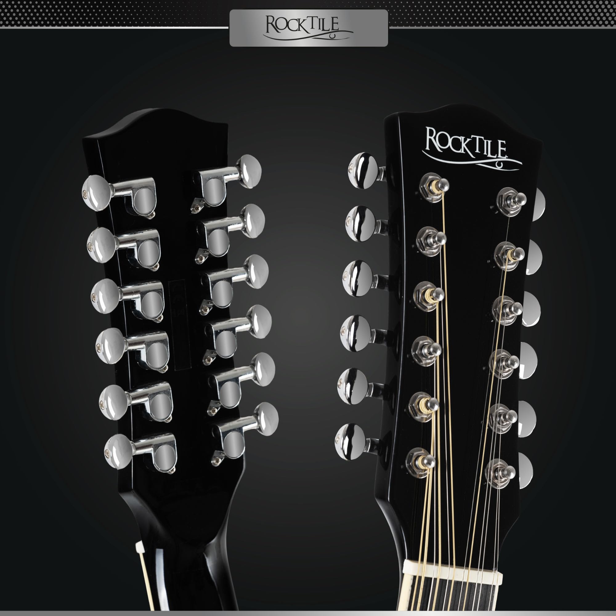 Rocktile WSD12-50C-BK Chitarra Western Nera, Allgemein, Peso: 2, 36 kg | Modell: WSD12-50C-BK, 36 kg, Numero di corde: 12, Orientamento: Destrimano, Korpus, Forma corpo: Dreadnought con Cutaway