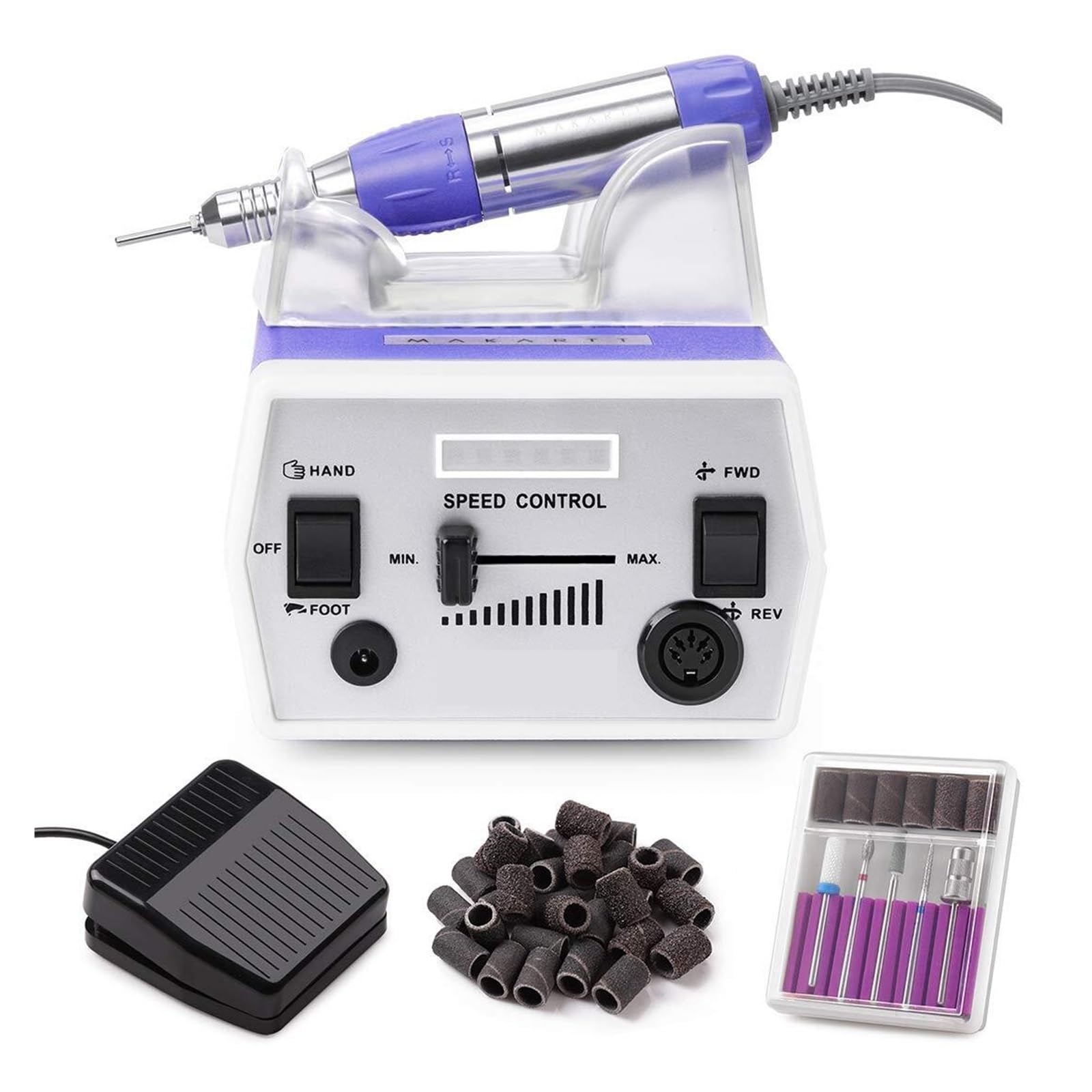 Elektryczna frezarka do paznokci, Elektryczna wiertarka do paznokci, profesjonalna manicure 30000 obr./min akrylowych, lakier żelowy przedłużający do treningu i użytku domowego(Purple)