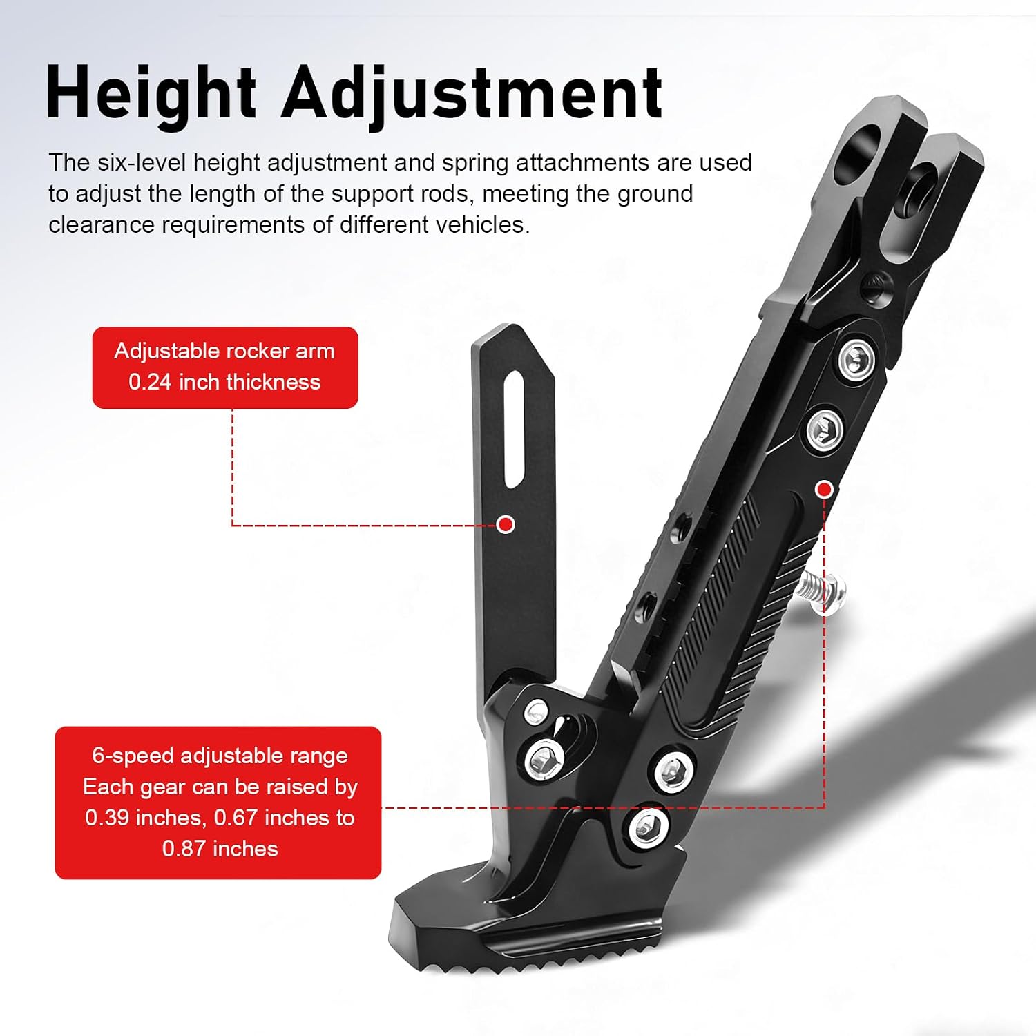 Motorcycle Kickstand, Adjustable Aluminum Alloy Triangle Side Stand, Heavy Duty Motorcycle Side Foot Stand, Universal Replacement Kickstand for Motorbike Scooter Moped Dirt Bike (Black)