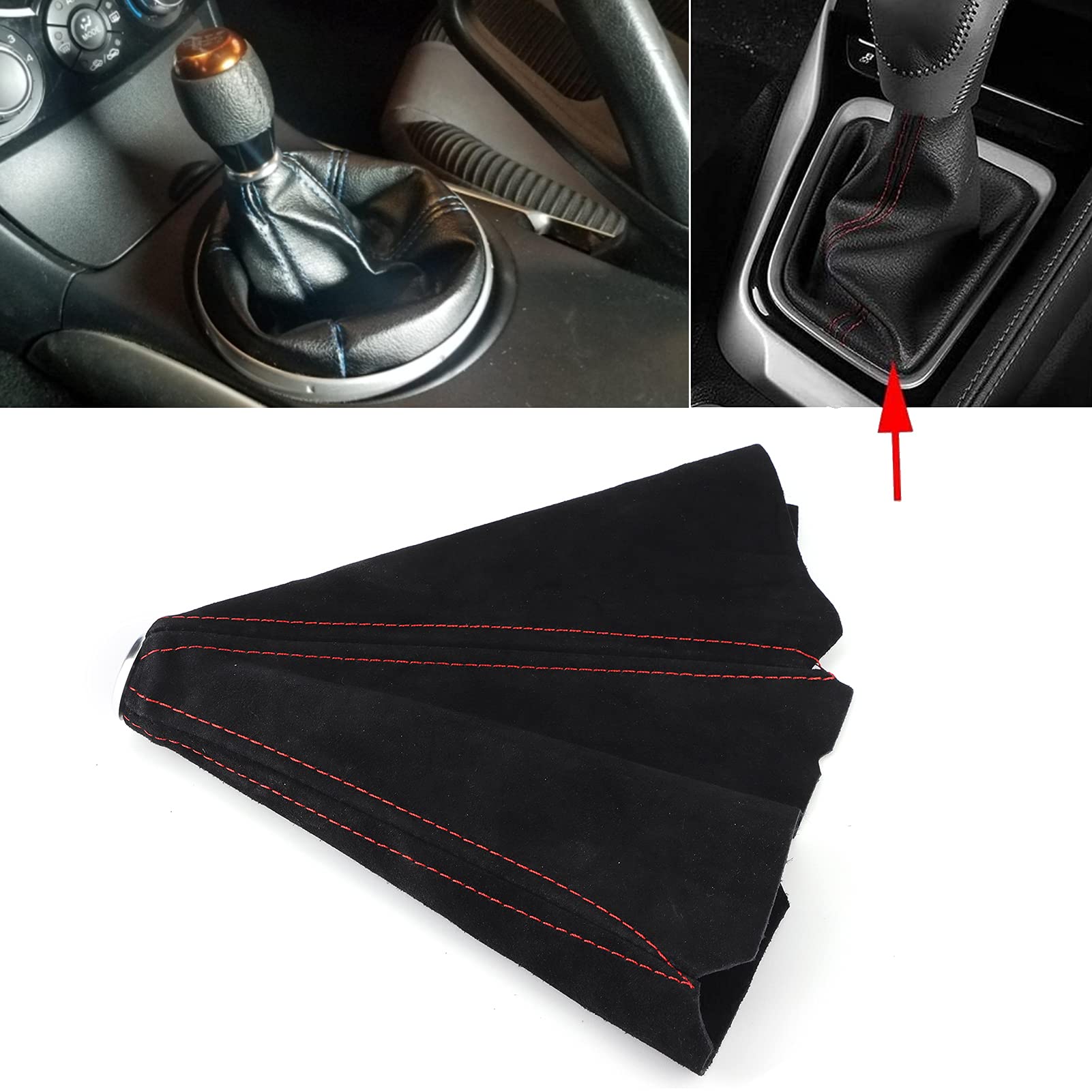 Copri Cover Pomello Cambio Manuale in Microfibra Colore Rosso e Nero - Grasso e Figli snc