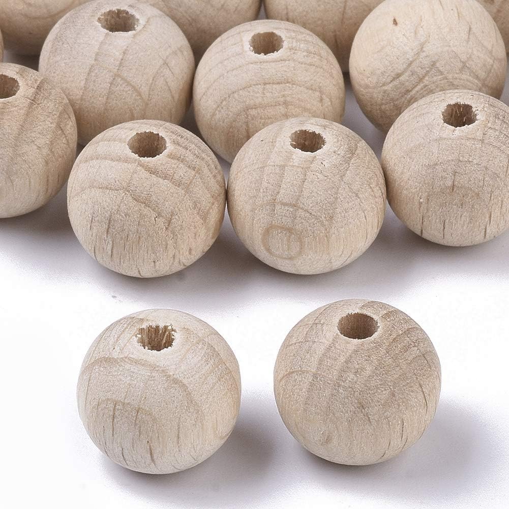 KISSITTY 500pcs Wood Beads Natural Round Beech Unfinished Wooden Beads Undyed PapayaWhip Wood Loose Spacer Beads for Crafts DIY Jewelry Making 13.5~14mm