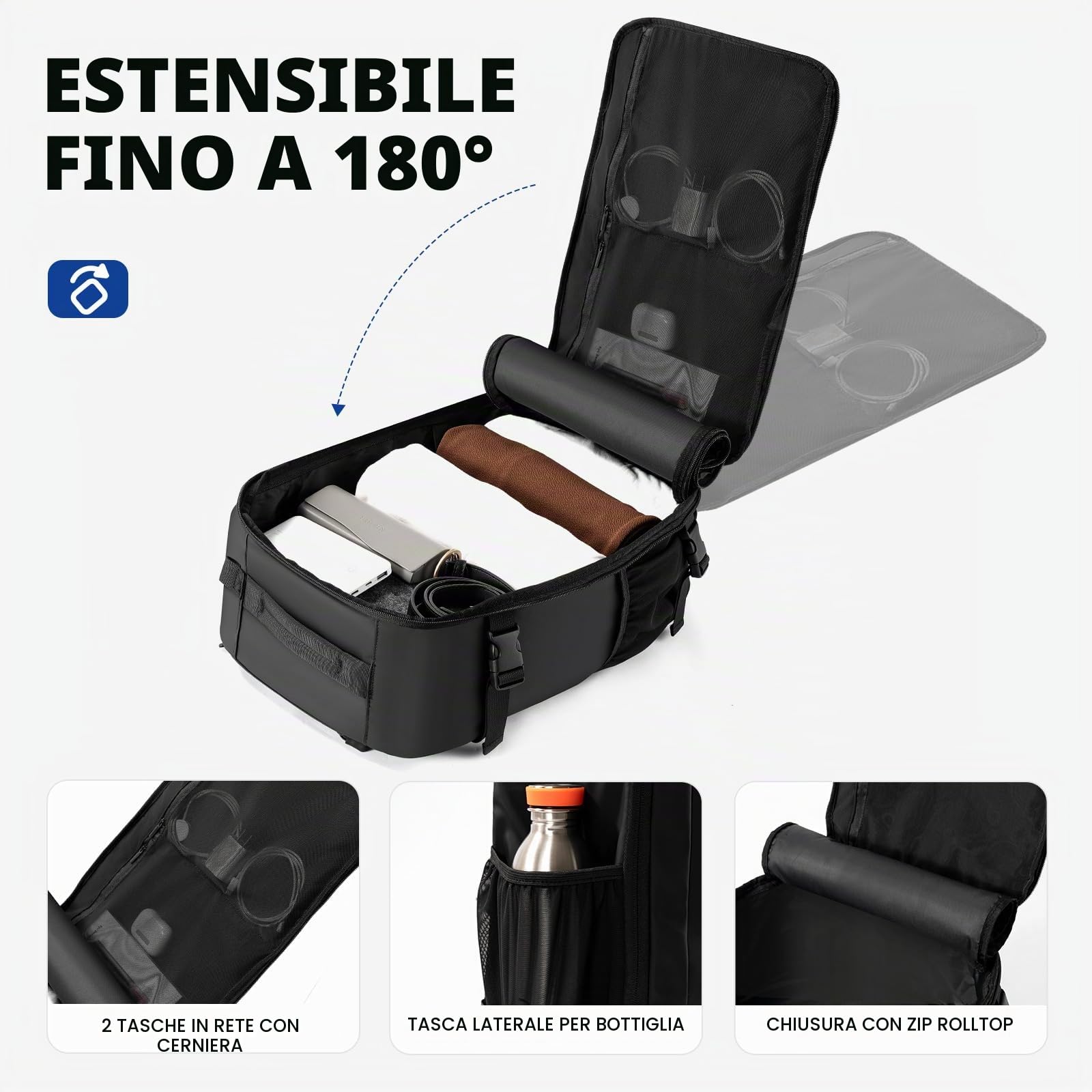 Zaino da viaggio, 20, 28 o 40 l, impermeabile, ideale come bagaglio a mano in aereo, adatto per viaggi, affari, lavoro, vacanze