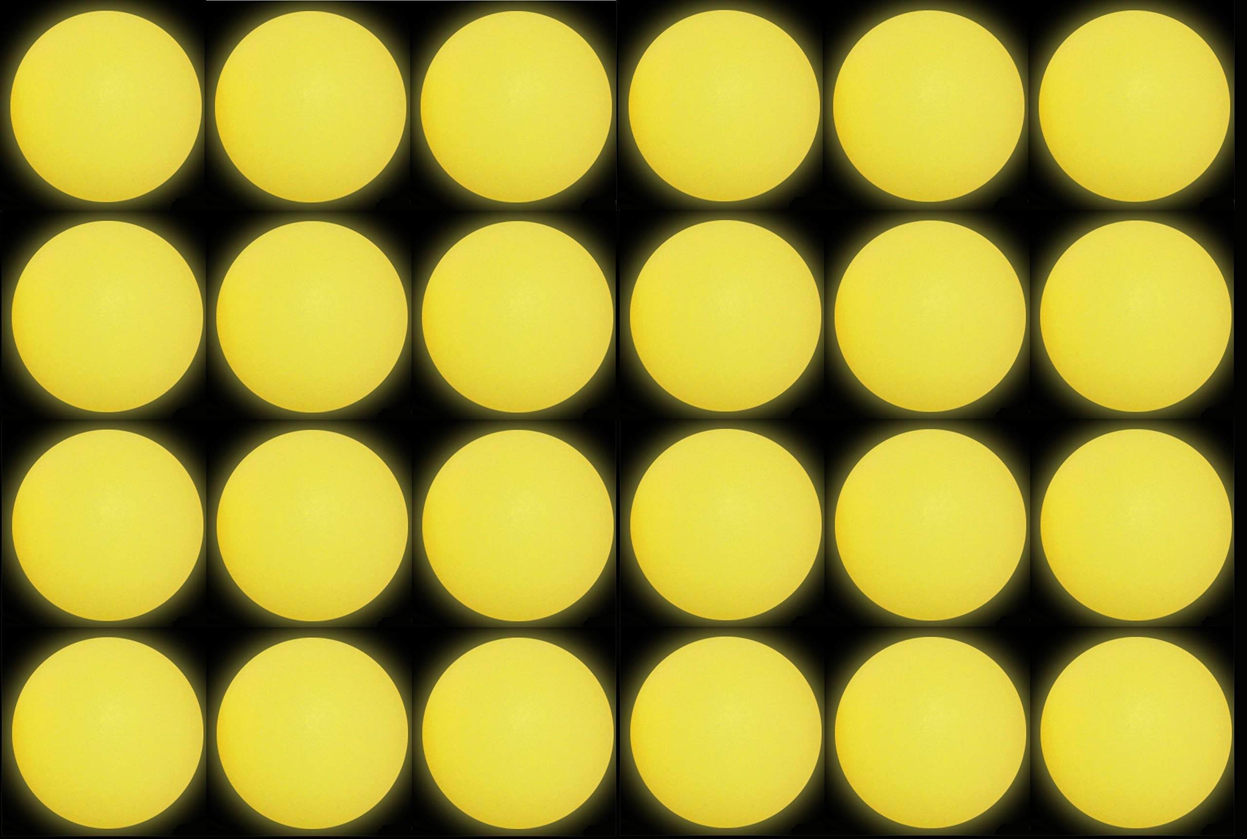 Tiger Tail Sports - Pelotas de ping pong (1 estrella, 40 mm), 24-Pack De, Amarillo brillante en la oscuridad.