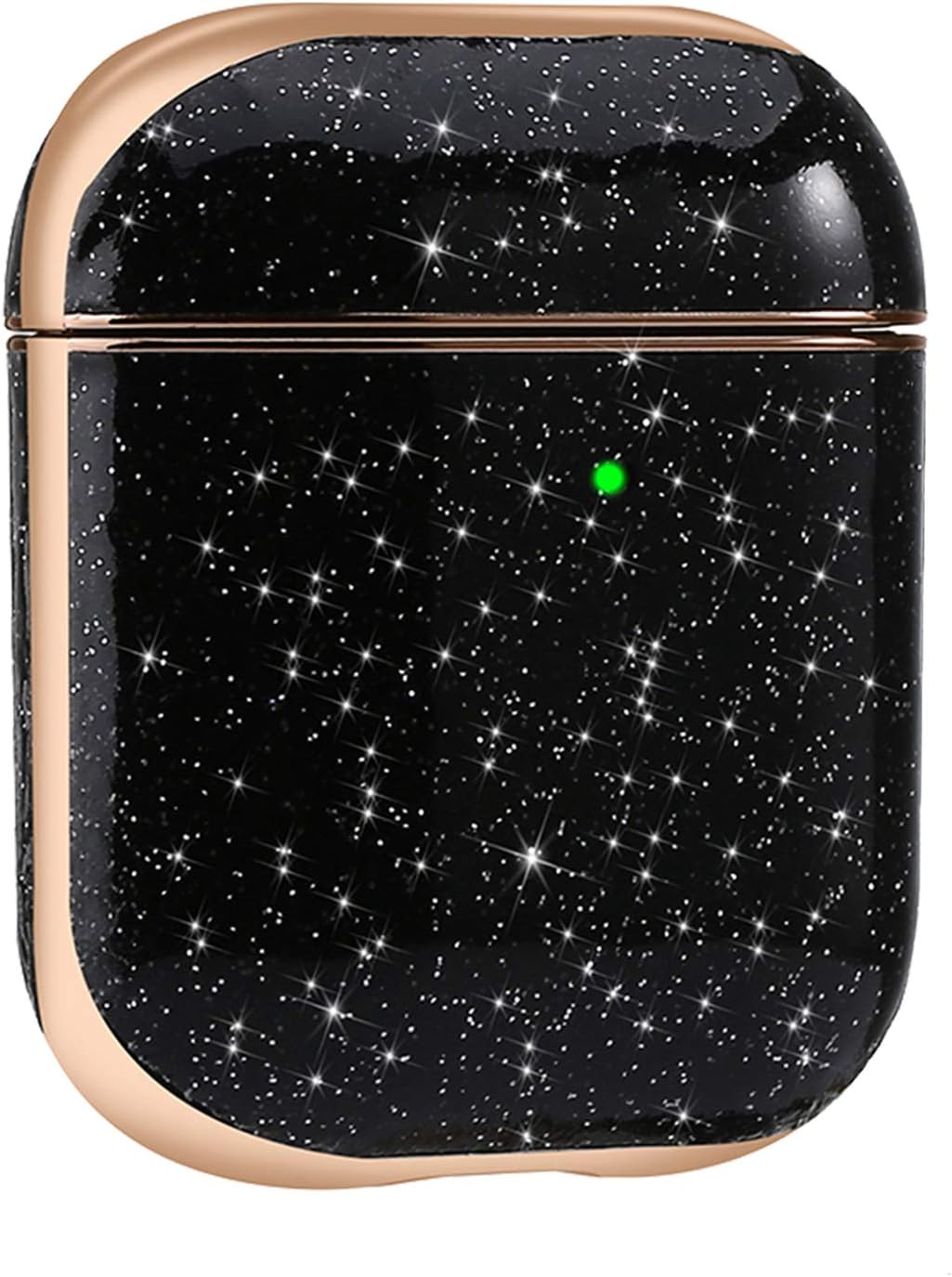 Aladrs Bling Hard Shell Cover Compatible with Glitter Airpod 1/2, Protective Case for Apple AirPods 2nd / 1st, Black