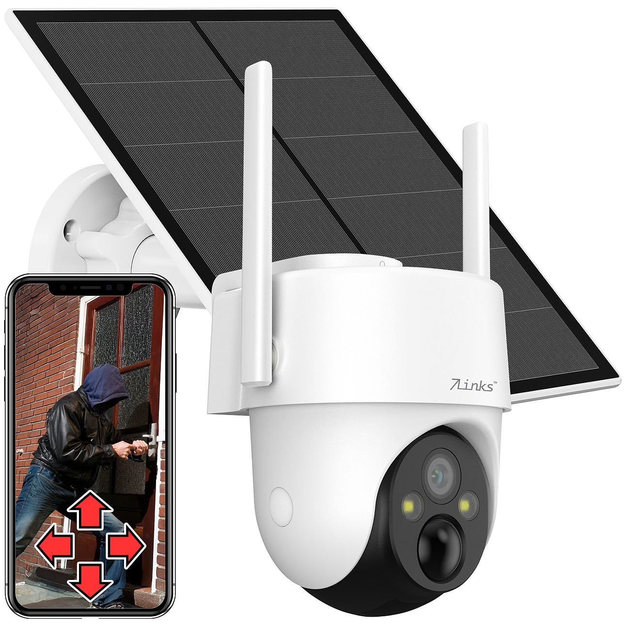 7links LTE Kamera: 4G LTE Pan-Tilt-Überwachungskamera, Solarpanel, 2K, Akku, App, außen (Kamera 4G, Überwachungskamera mit SIM, PC)