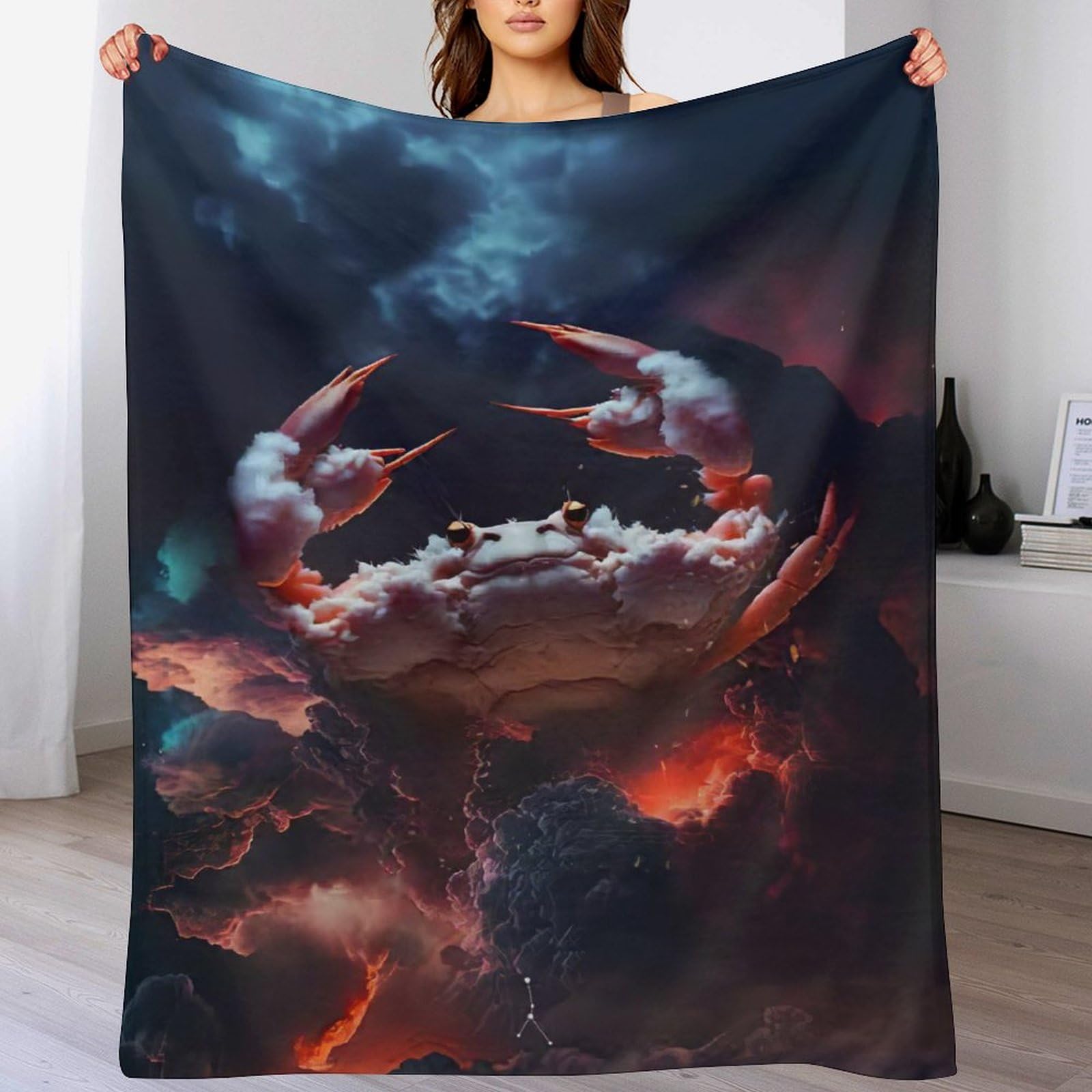 Couverture flanelle crabe idée cadeau plaid enfant et adulte