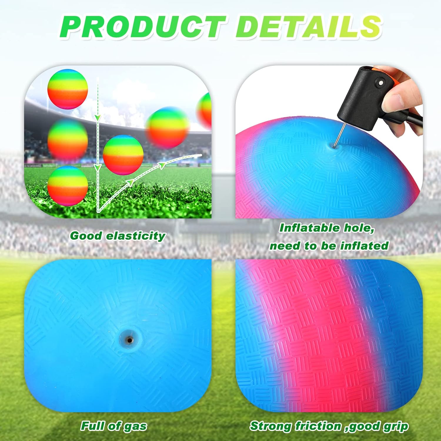 40 Pack 8.5 inch Playground Balls Bulk Colorful Inflatable Bouncy Dodgeball Handball Kickball for Kids Adults Ball Games, Gym, Camps, Picnic,Beach, School,Indoor and Outdoor Games (Stylish Color) : Toys & Games