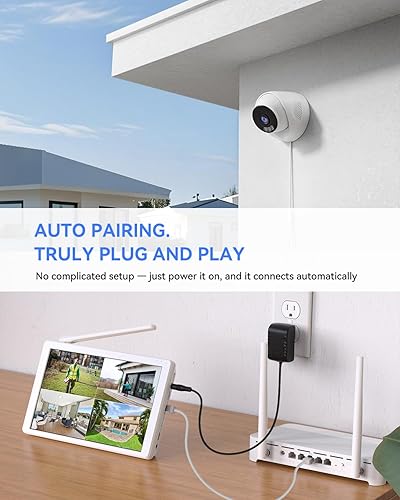 Miniatura 2 de Sistema de cámara de seguridad inalámbrica con monitor de 10 pulgadas, 2 cámaras WiFi domo de 3 MP para exteriores, NVR de vigilancia de 10 canales