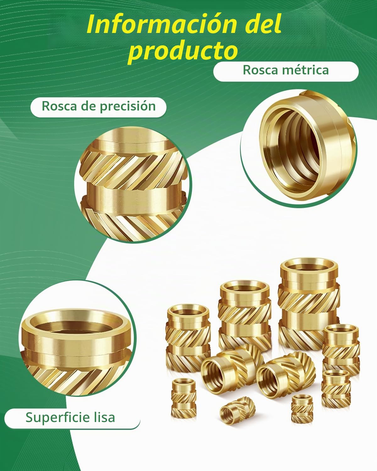 360 piezas de inserción de rosca M2 M2.5 M3 M4 M5 M6, tuercas de fusión Bolatus de latón con soldador ayuda para fusión, rosca moleteada para piezas de plástico, insertos roscados para piezas de