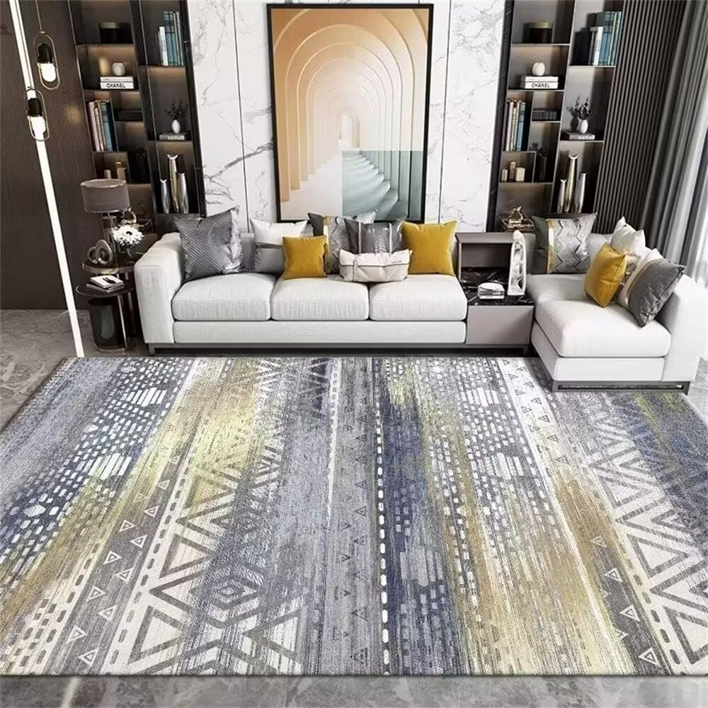 Tapis de chambre adulte gris au motif géométrique raffiné