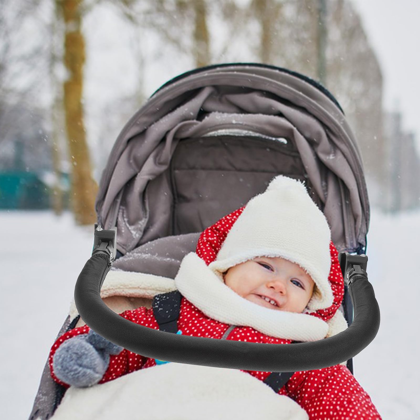 Barra Transversal para Cochecito de Ñiño de 32 Cm, Apoyabrazos Metálico Espuma, Accesorio Seguro y Duradero para Silla de Paseo Infantil, Compatible Carritos de Ñiño