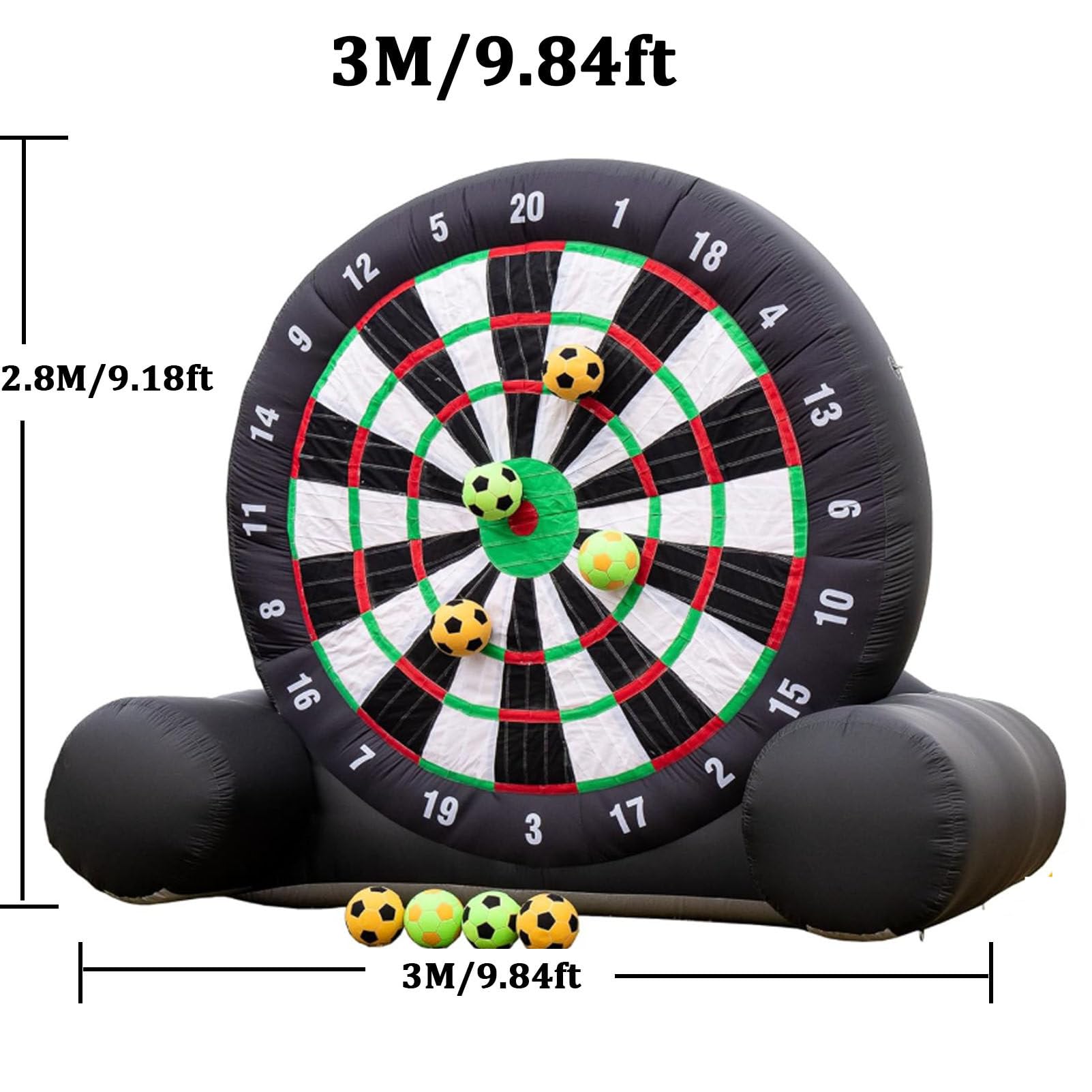 Aufblasbare Riesen-Kick-Dart-Spiele, Jumbo-Outdoor-Fußballtor-Dartscheibe mit 8 Fußbällen und Luftpumpe, großes Kickgame, Karnevalsspiele für Garten, Familie,9.8FT