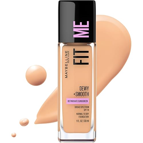 Maybelline Fit Me Dewy + Smooth Liquid Foundation Makeup, Medium Buff, 1 Count (Packaging May Vary)
