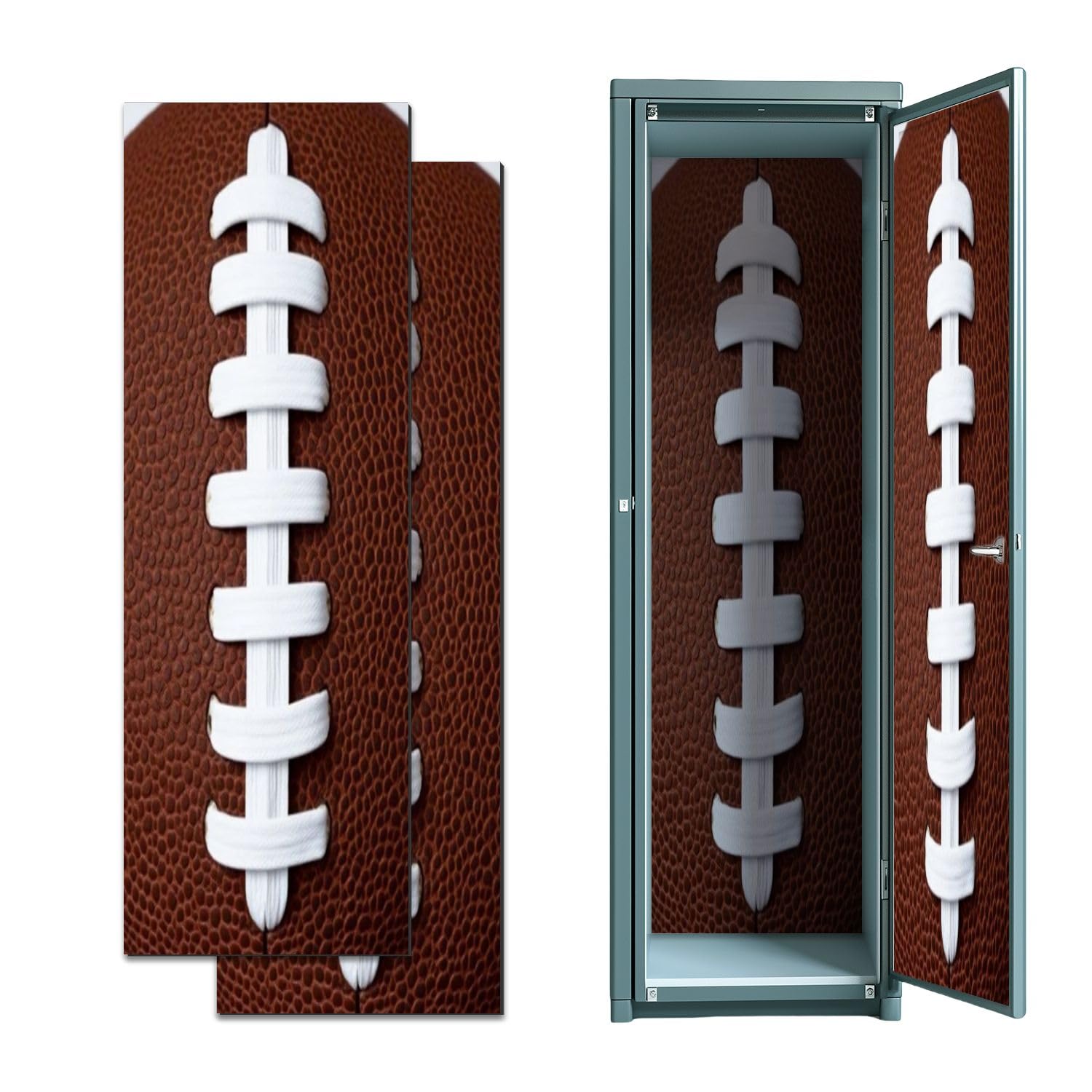 2 Pcs Locker Magnetic Wallpaper Rugby Football Patterned Die Cut Trim Border Chalkboard 12" x 36" Wall Magnetic Sticker Removable Locker Accessories Decor Easy Install for Office School