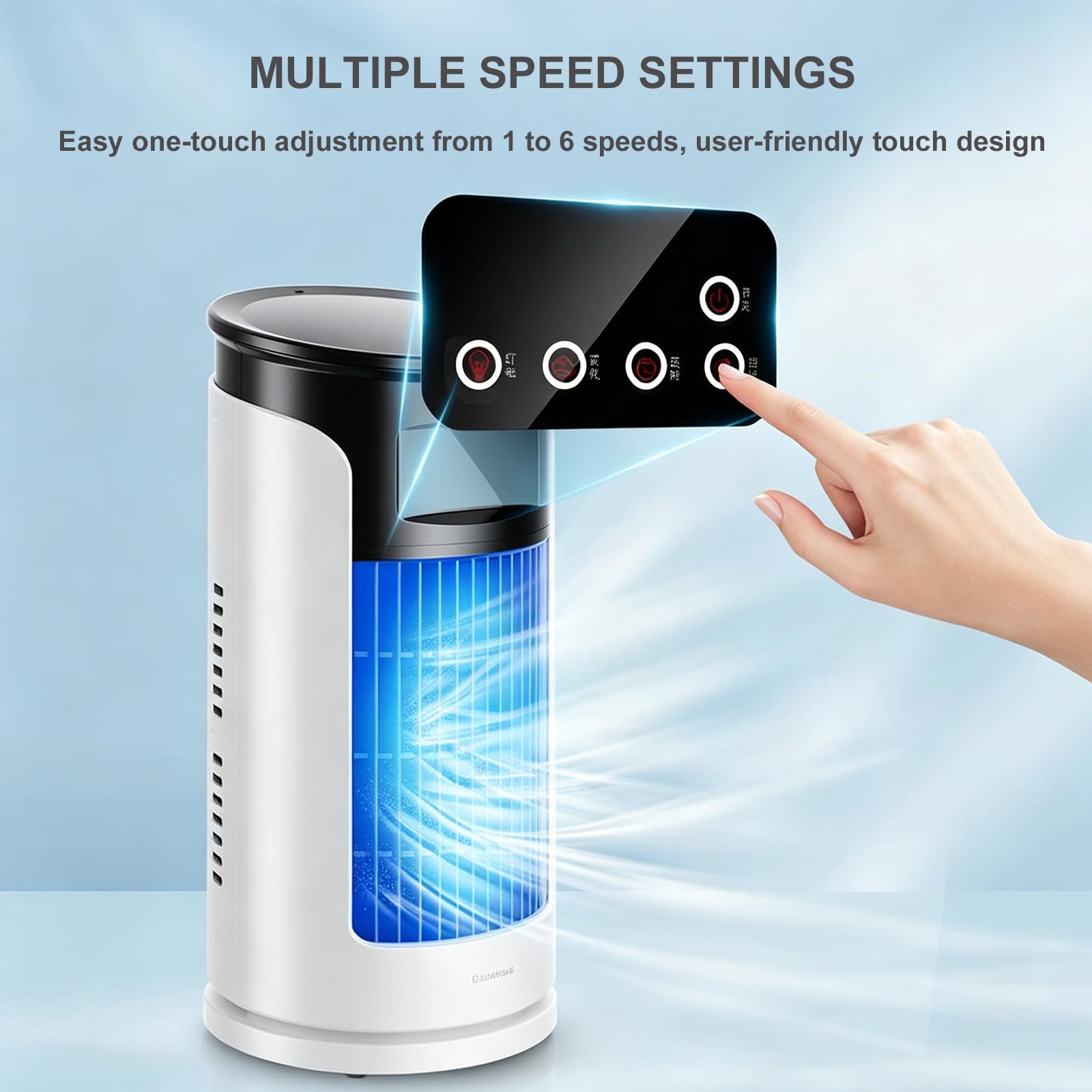Mini raffrescatore d'aria portatile USB,Ventilatore evaporativo 3 in 1 con display digitale a LED,6 velocità, timer di 6 ore, ventilatore da tavolo compatto e silenzioso per camera da letto, ufficio |