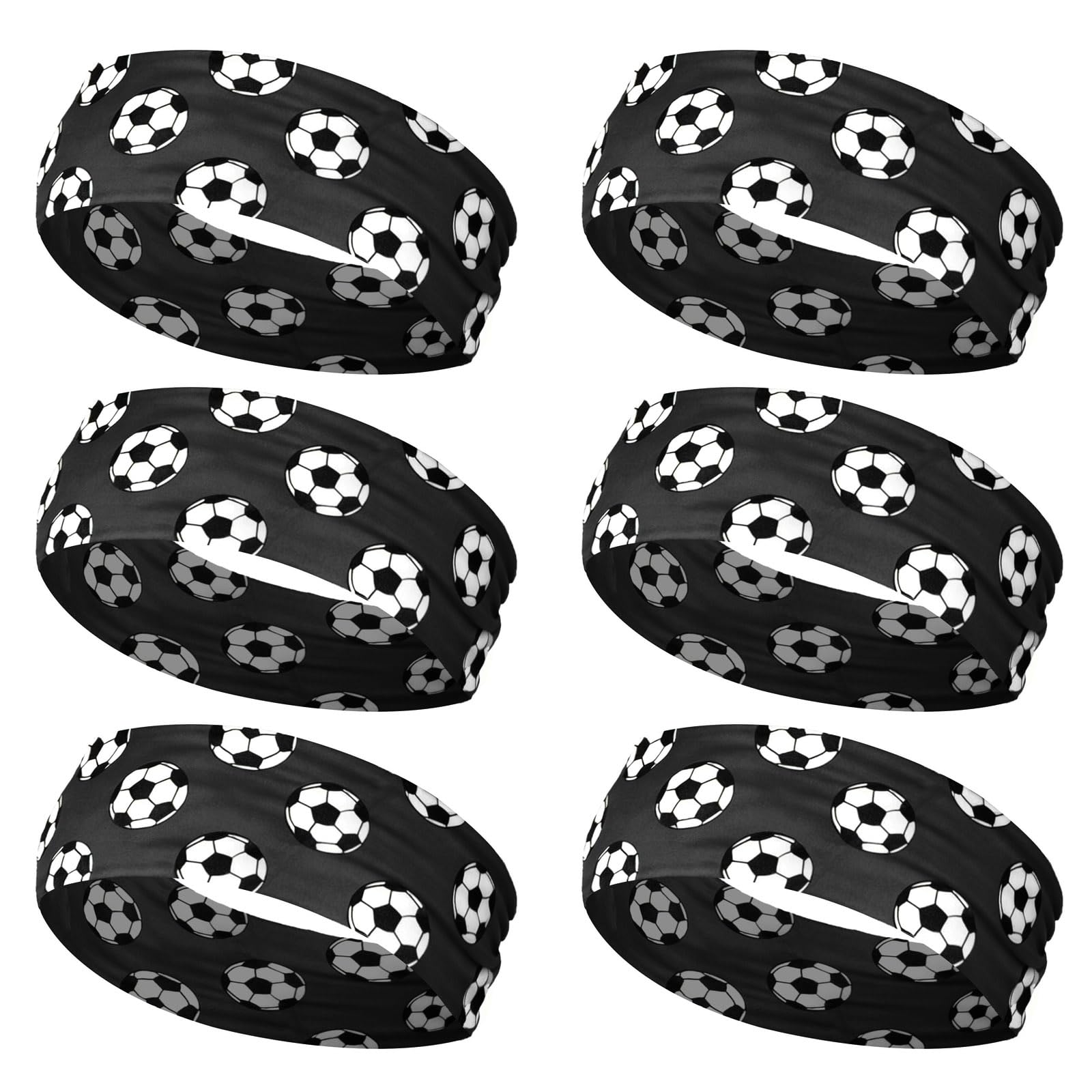 ordinarYone Pack Of 6pcs Stretchy Football Headbands Headwear For Sports And Parties Comfortable Elastic Hair Accessories