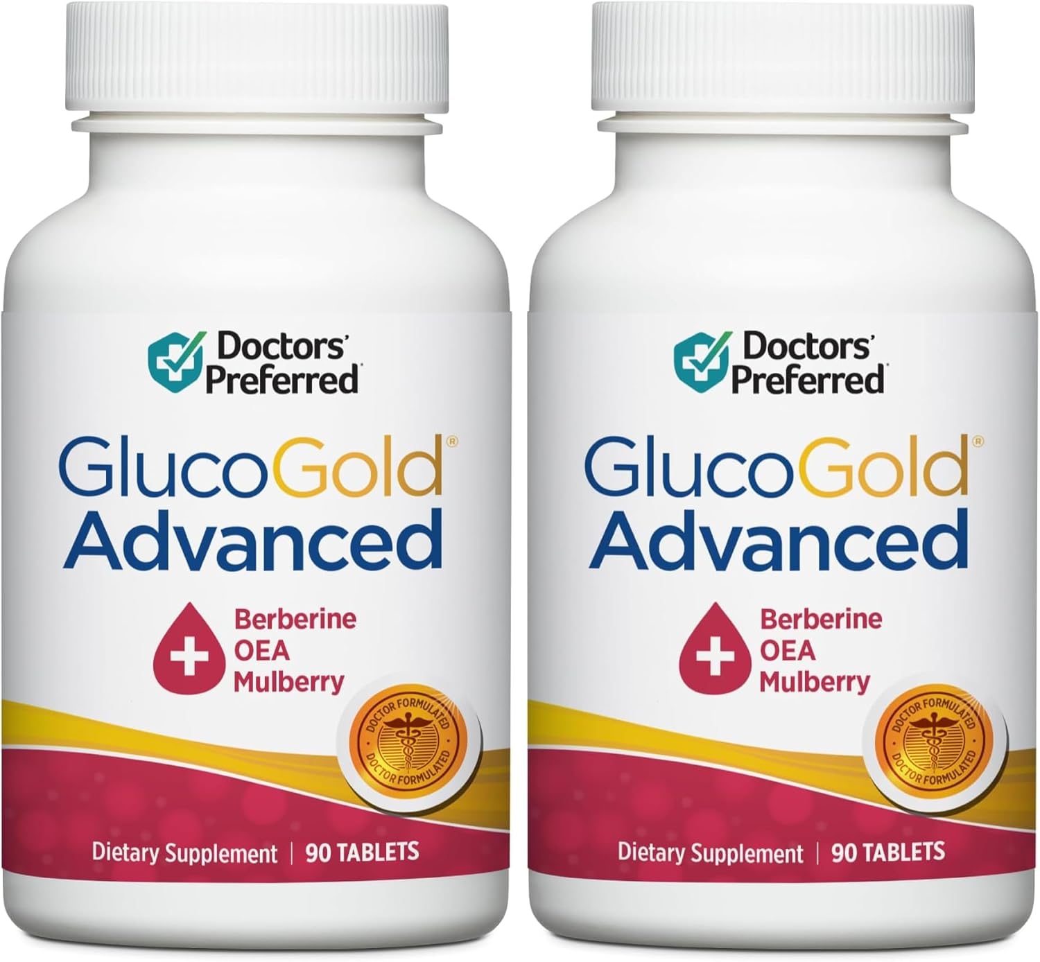 DOCTORS' PREFERRED Berberine with Cinnamon and Chromium GlucoGold Advanced 1000mg, 90 Tablets