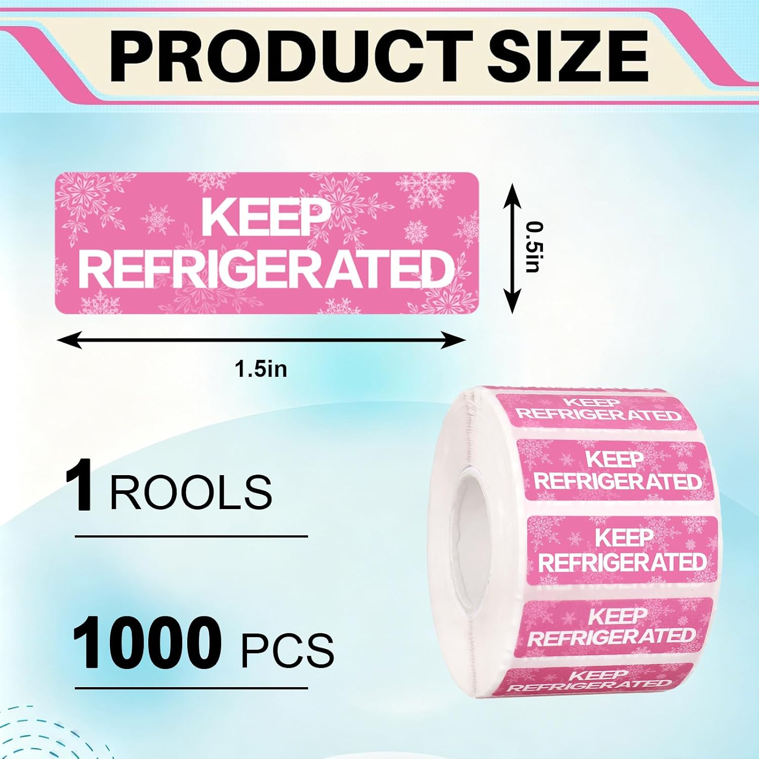 Whaline 1000Pcs Keep Refrigerated Sticker, Waterproof, 0.5 x 1.5 Inch