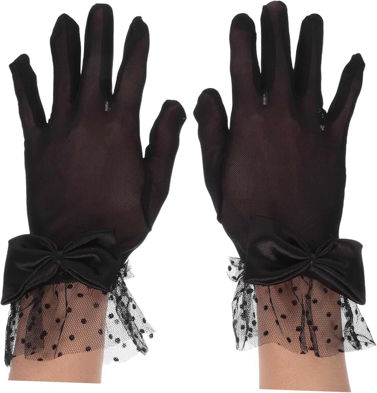 COLLBATH 1 Pair Black Formal Gloves Short Elegant Lace Costumes Glove for Wedding Dinner Party Tea Parties Banquets and Romantic Evening Gatherings