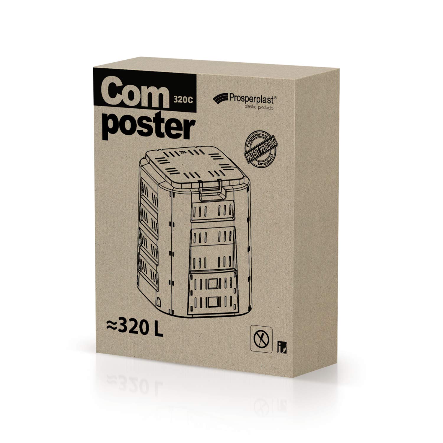 Prosperplast Compostiera Compogreen Negro 320L 80x70x70