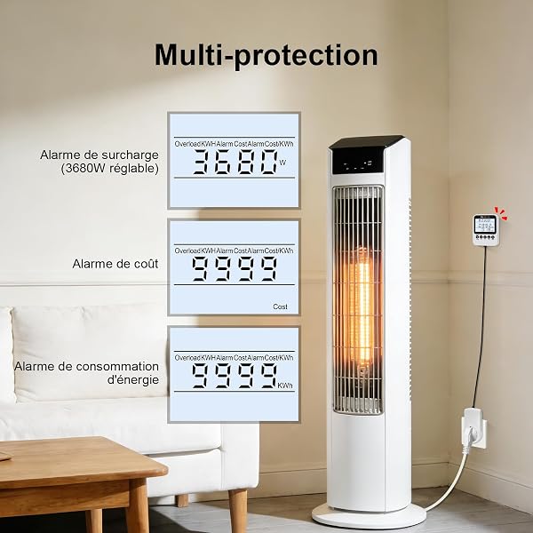 KETOTEK Wattmètre Prise Consommation Electrique avec Écran séparé, Prise Compteur d'Énergie avec Écran LCD Rétroéclairé - 5