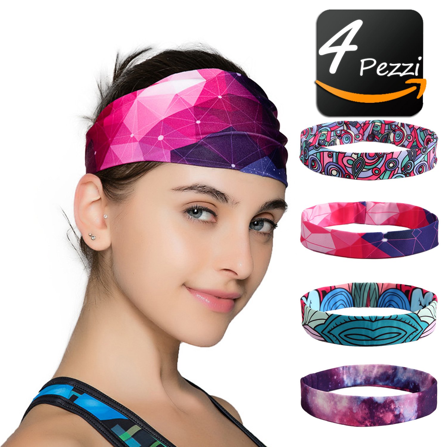 4 Fasce Per Capelli Sportive Per Ragazze - Antiscivolo, Elastiche - Per Yoga, Corsa, Ginnastica - Regolabili - Foto 7