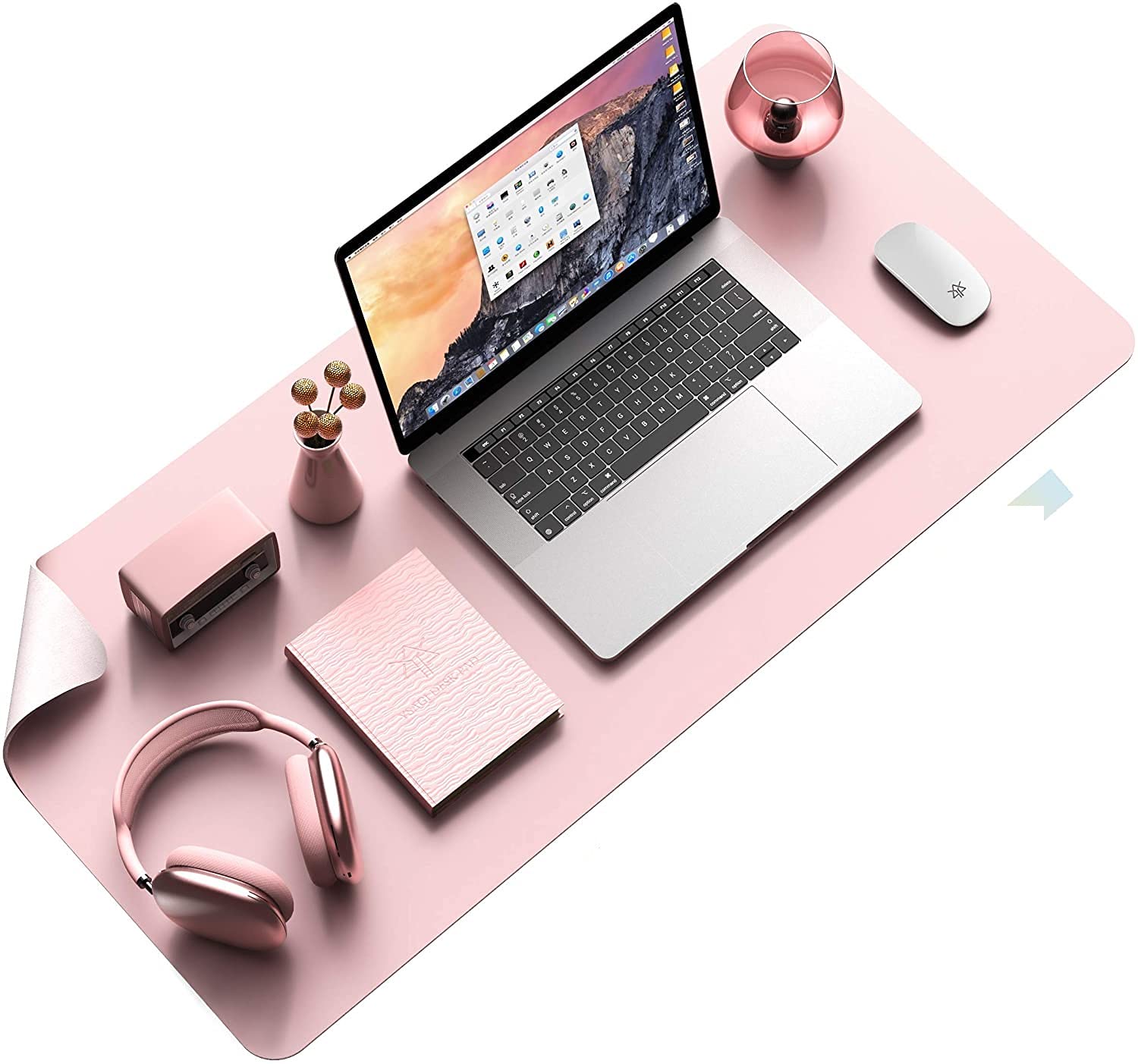 Dhruv Mart Desk Mat Pad Blotter Protector 80x40 PU Leather Desk Mat Laptop Keyboard Mouse Pad with Comfortable Writing Surface Waterproof Desk Writing Pad (Pink)