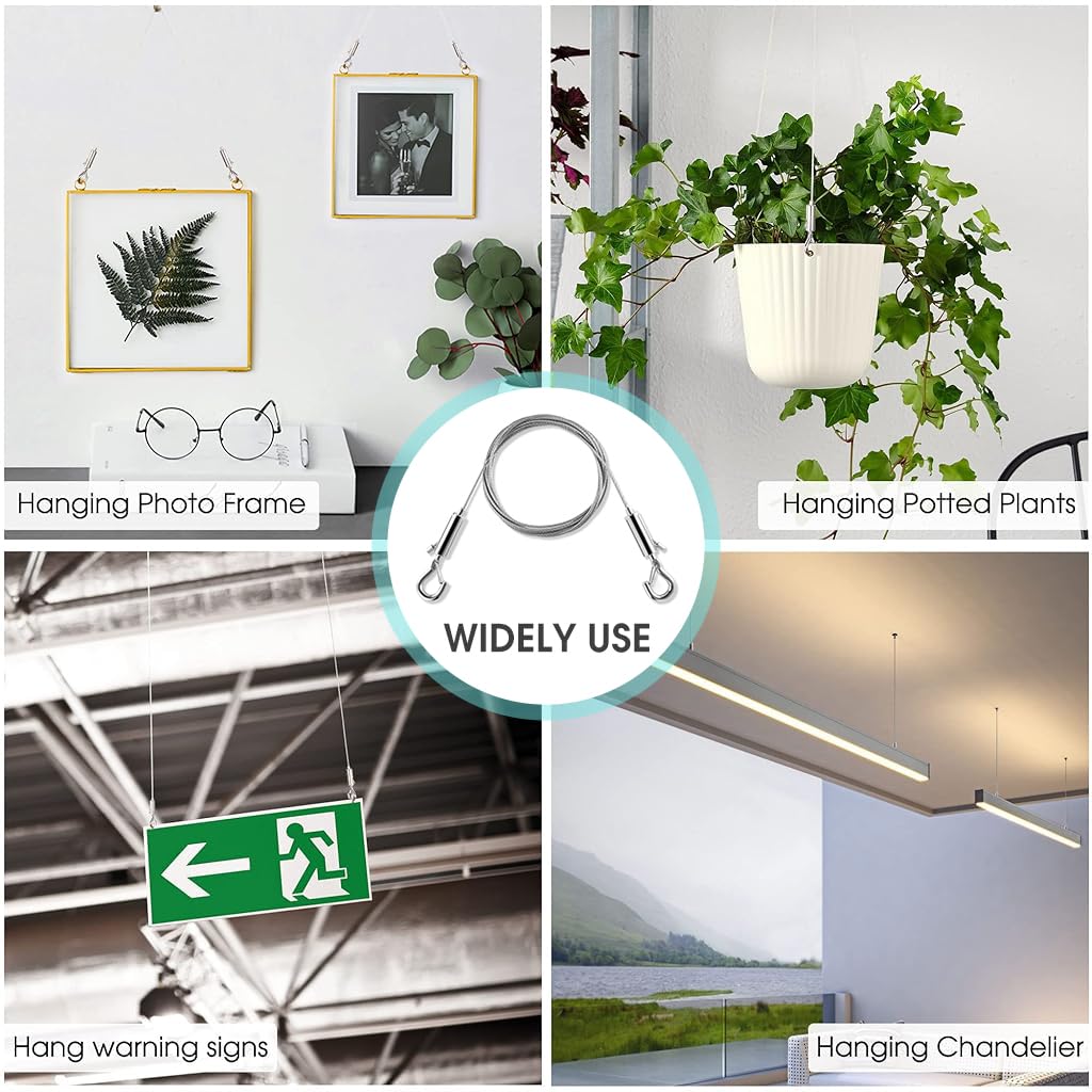 HASTHIP 2Pcs Picture Hanging Hooks with 1m Adjustable Wire Under 50kg — Amazon image 7